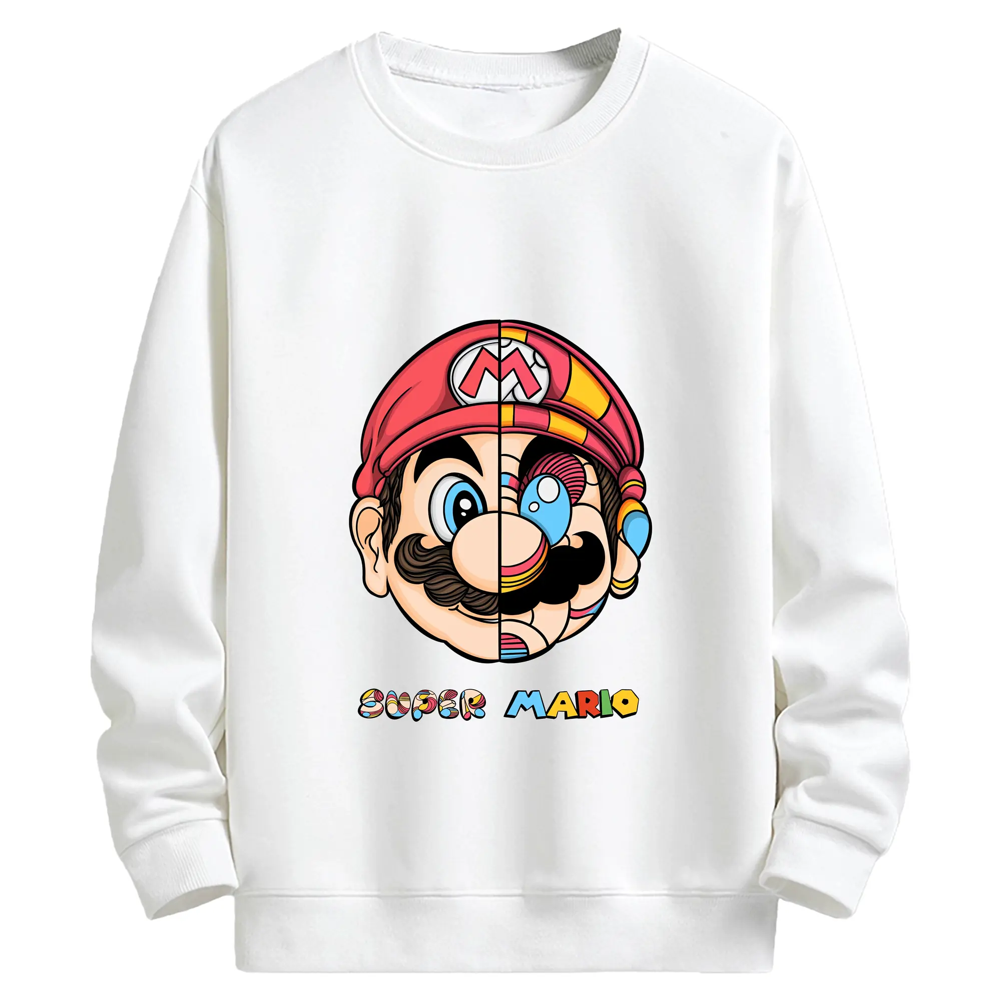 マリオ グッズ マリオ - キッズ クルーネックスウェットシャツ ・ フロントプリント ・ 綿80％ ポリエステル20％ ・ 快適 通学 スポーツ 日常使い お散歩用