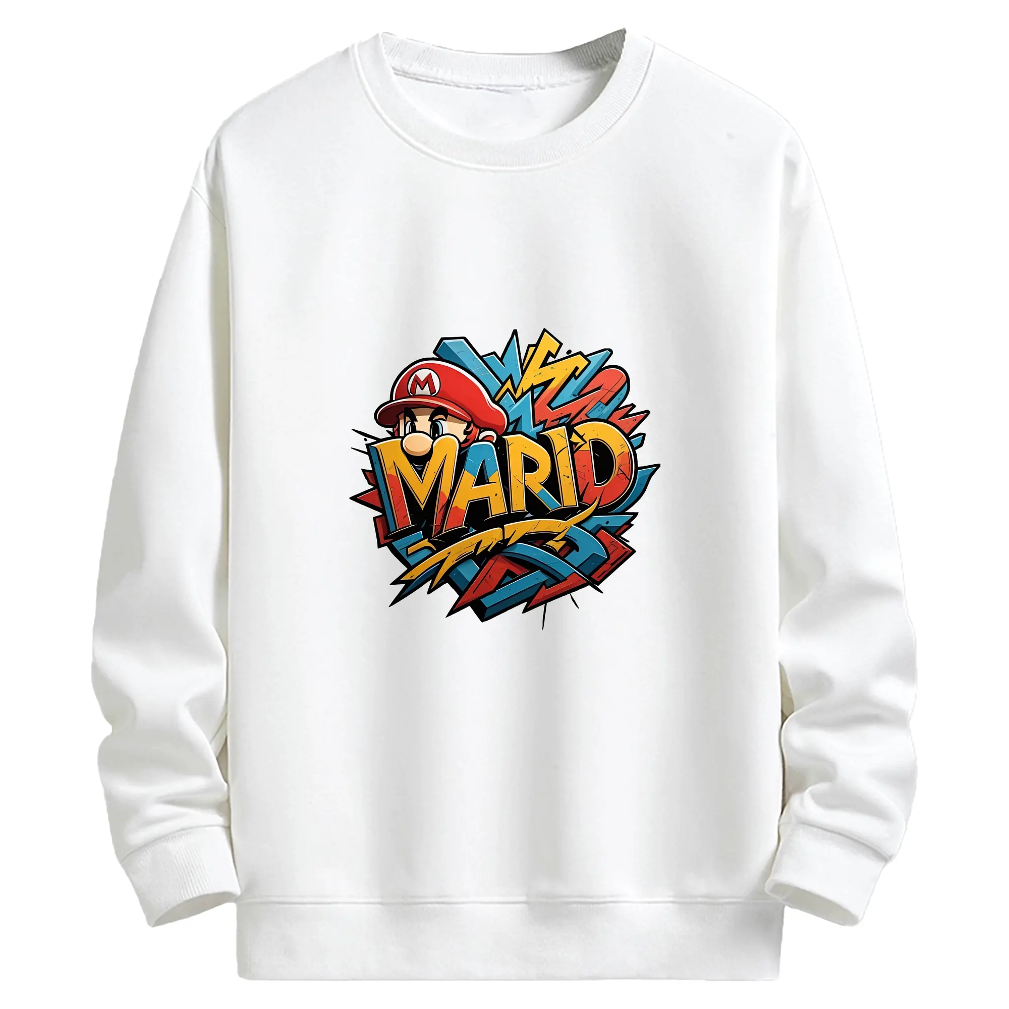 マリオ グッズ マリオ - キッズ クルーネックスウェットシャツ ・ フロントプリント ・ 綿80％ ポリエステル20％ ・ 快適 通学 スポーツ 日常使い お散歩用