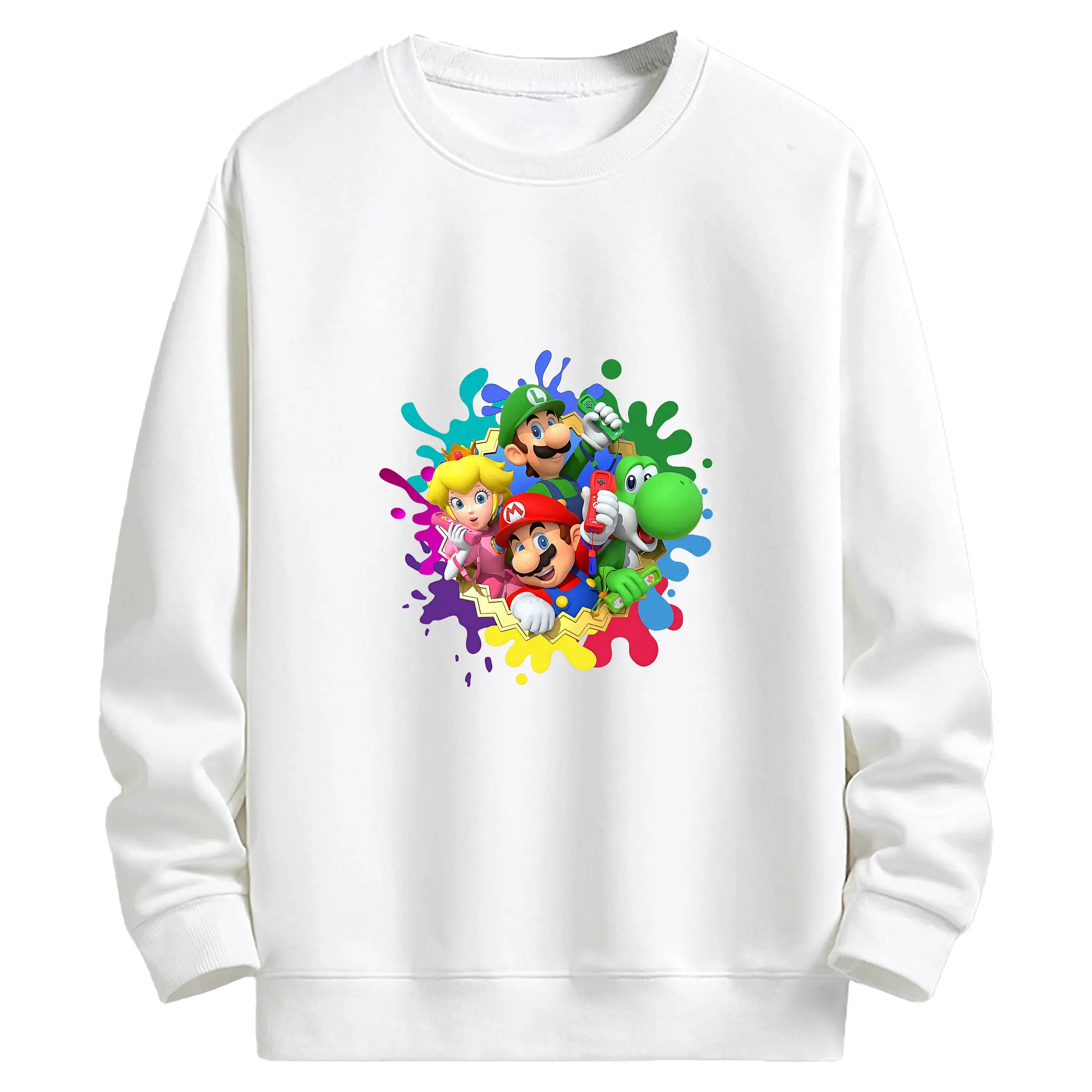 マリオ グッズ マリオ - キッズ クルーネックスウェットシャツ ・ フロントプリント ・ 綿80％ ポリエステル20％ ・ 快適 通学 スポーツ 日常使い お散歩用