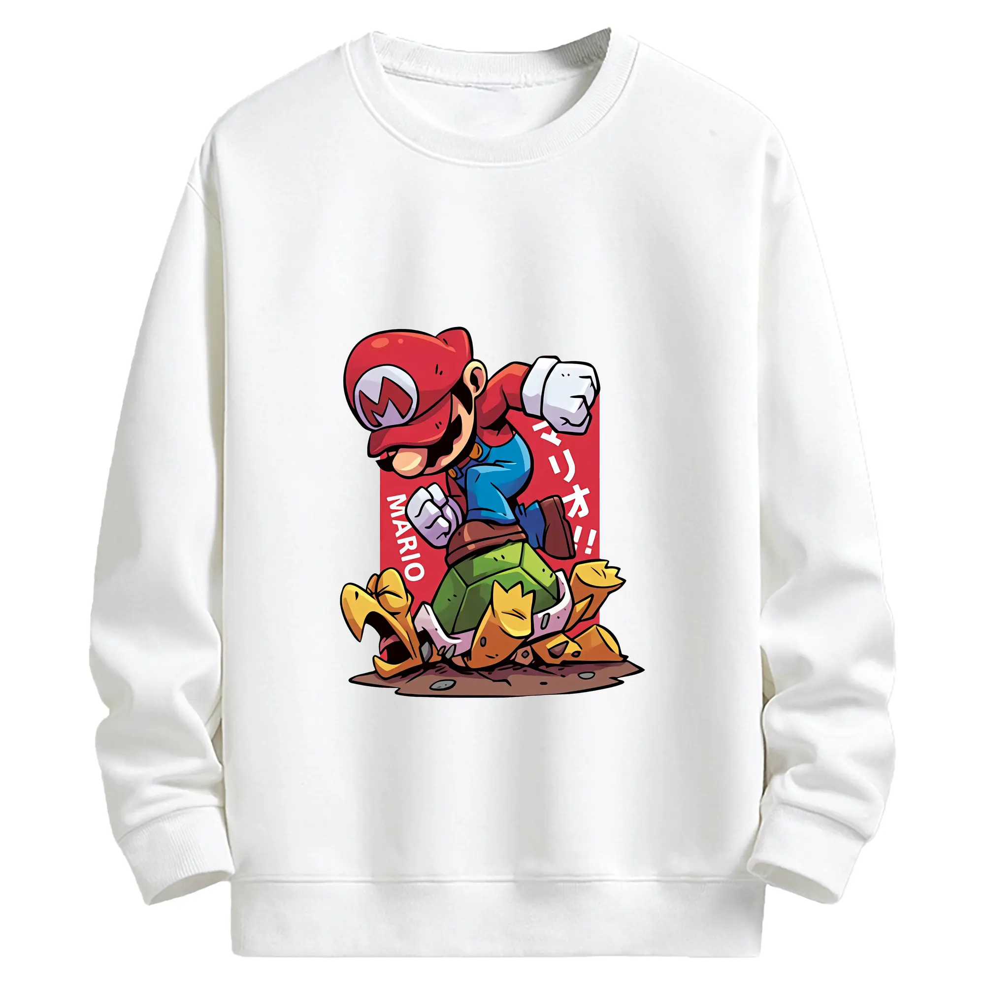 マリオ グッズ マリオ - キッズ クルーネックスウェットシャツ ・ フロントプリント ・ 綿80％ ポリエステル20％ ・ 快適 通学 スポーツ 日常使い お散歩用