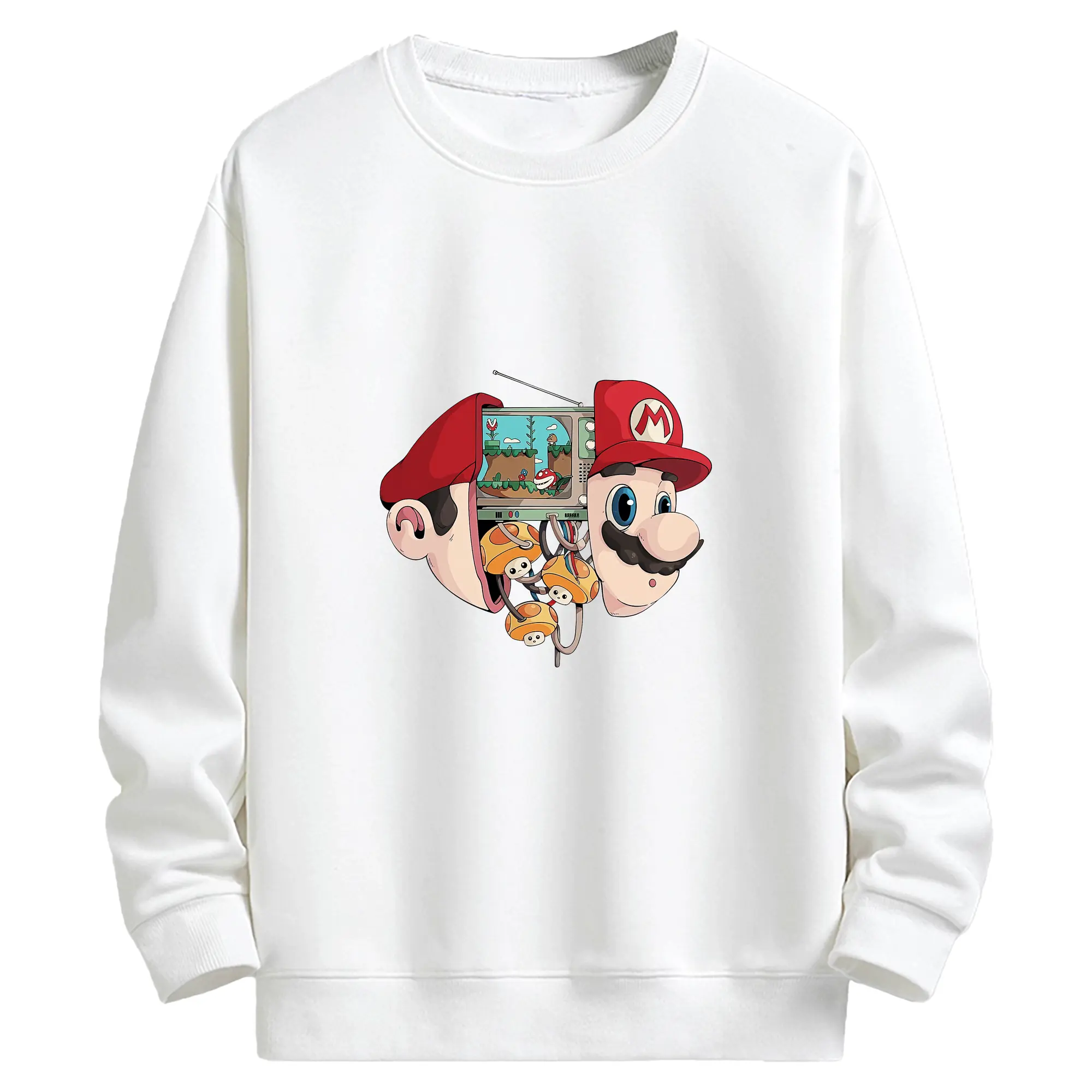 マリオ グッズ マリオ - キッズ クルーネックスウェットシャツ ・ フロントプリント ・ 綿80％ ポリエステル20％ ・ 快適 通学 スポーツ 日常使い お散歩用