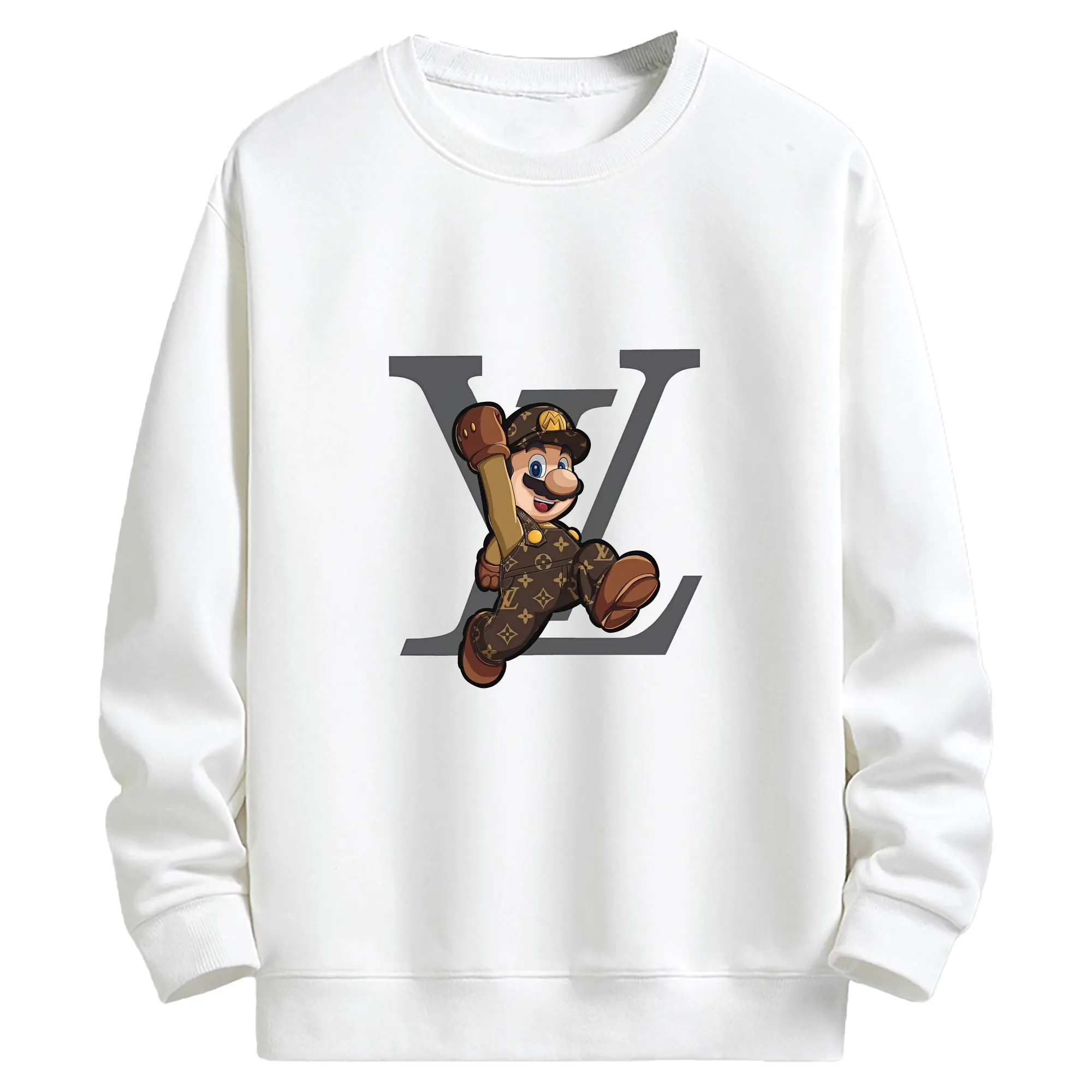 マリオ グッズ マリオ - キッズ クルーネックスウェットシャツ ・ フロントプリント ・ 綿80％ ポリエステル20％ ・ 快適 通学 スポーツ 日常使い お散歩用