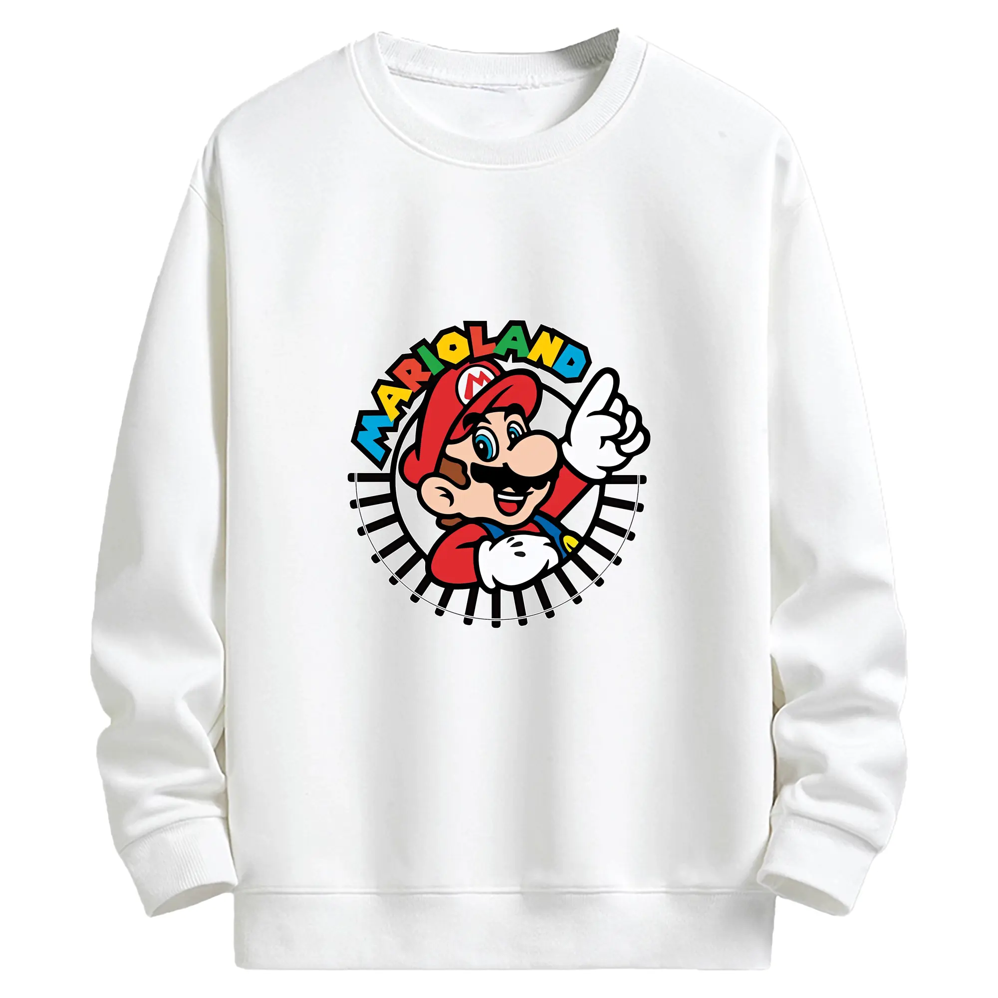 マリオ グッズ マリオ - キッズ クルーネックスウェットシャツ ・ フロントプリント ・ 綿80％ ポリエステル20％ ・ 快適 通学 スポーツ 日常使い お散歩用