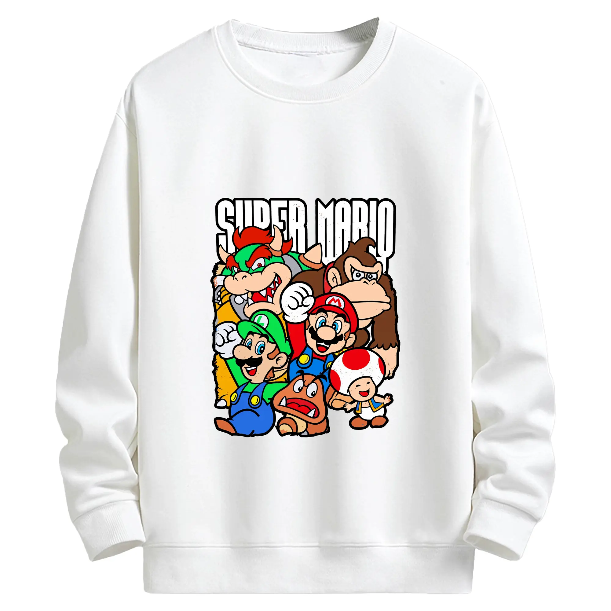 マリオ グッズ マリオ - キッズ クルーネックスウェットシャツ ・ フロントプリント ・ 綿80％ ポリエステル20％ ・ 快適 通学 スポーツ 日常使い お散歩用