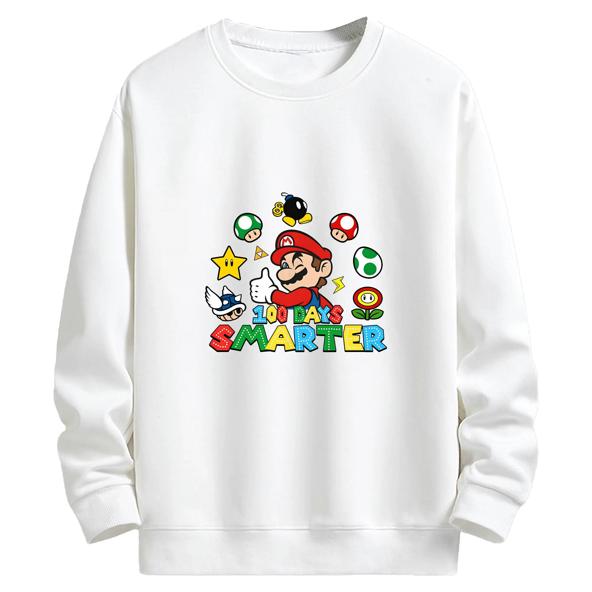 マリオ グッズ マリオ - キッズ クルーネックスウェットシャツ ・ フロントプリント ・ 綿80％ ポリエステル20％ ・ 快適 通学 スポーツ 日常使い お散歩用