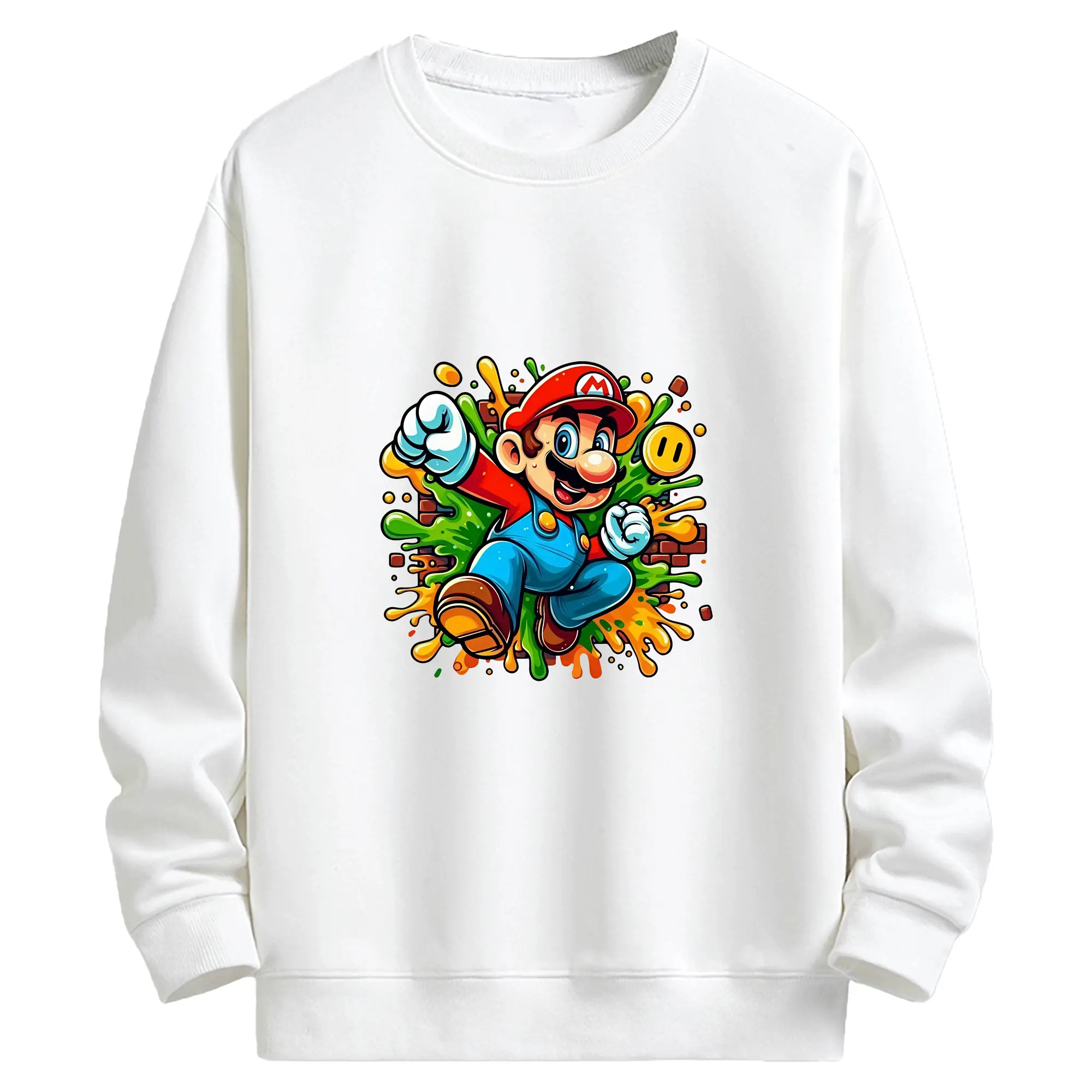 マリオ グッズ マリオ - キッズ クルーネックスウェットシャツ ・ フロントプリント ・ 綿80％ ポリエステル20％ ・ 快適 通学 スポーツ 日常使い お散歩用