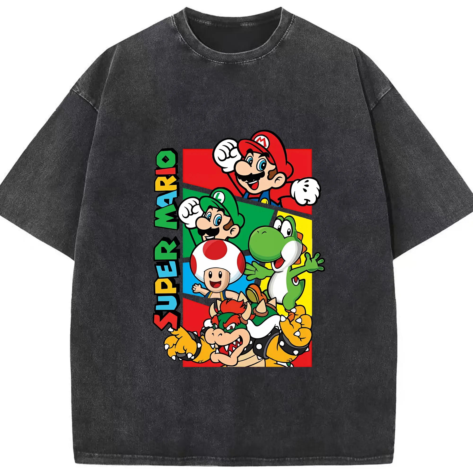 マリオ グッズ マリオ - 綿100％ ヴィンテージ風 半袖Tシャツ ・ フロントプリント ・ 柔らか肌触り ・ 通気性 快適 ・ スポーツ カジュアル 外出用