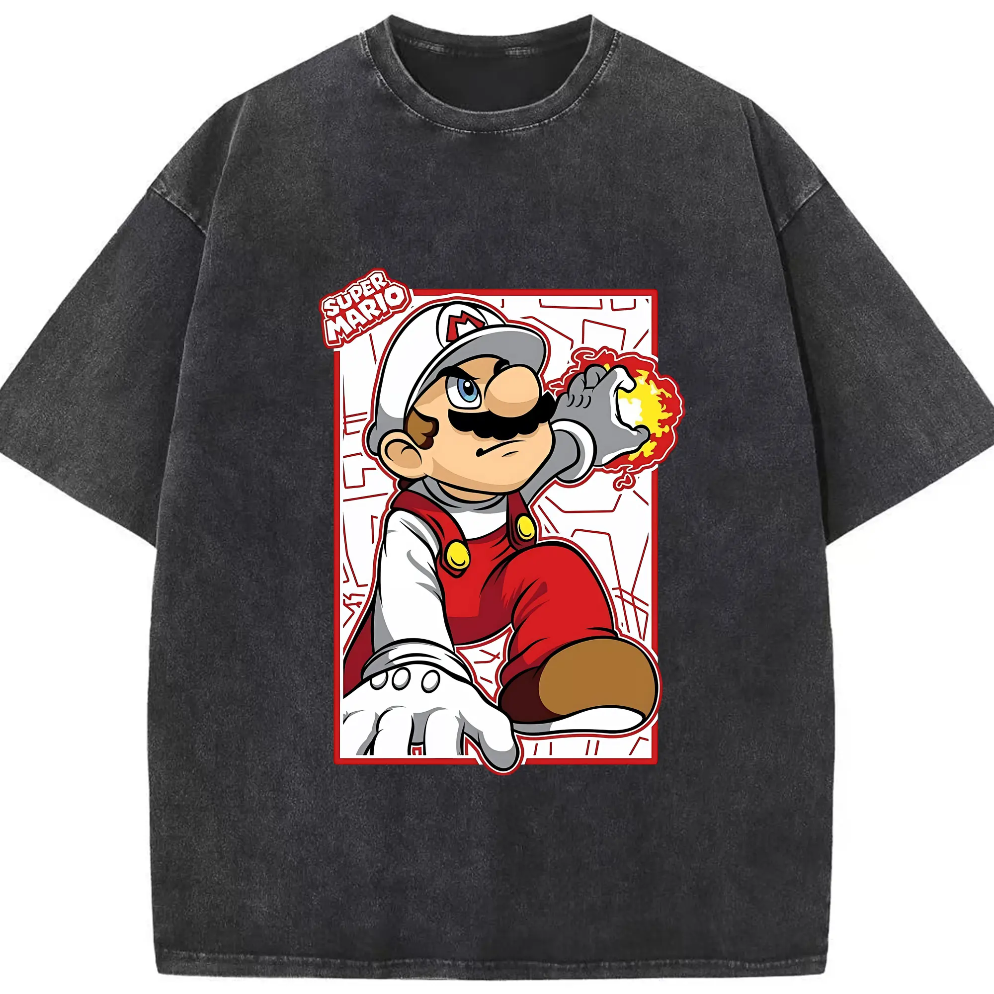 マリオ グッズ マリオ - 綿100％ ヴィンテージ風 半袖Tシャツ ・ フロントプリント ・ 柔らか肌触り ・ 通気性 快適 ・ スポーツ カジュアル 外出用