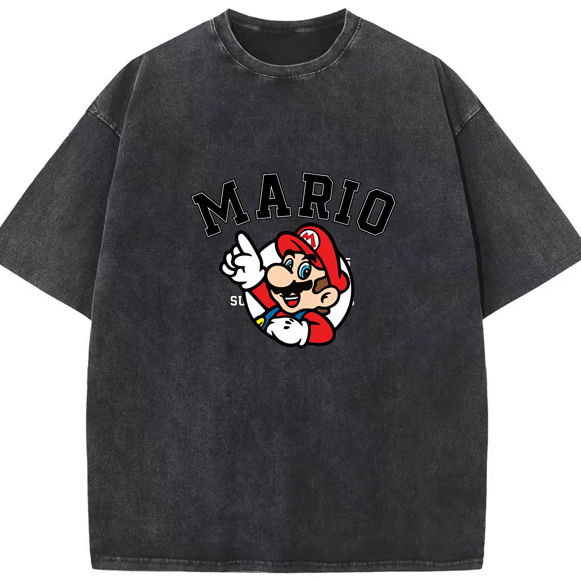 マリオ グッズ マリオ - 綿100％ ヴィンテージ風 半袖Tシャツ ・ フロントプリント ・ 柔らか肌触り ・ 通気性 快適 ・ スポーツ カジュアル 外出用