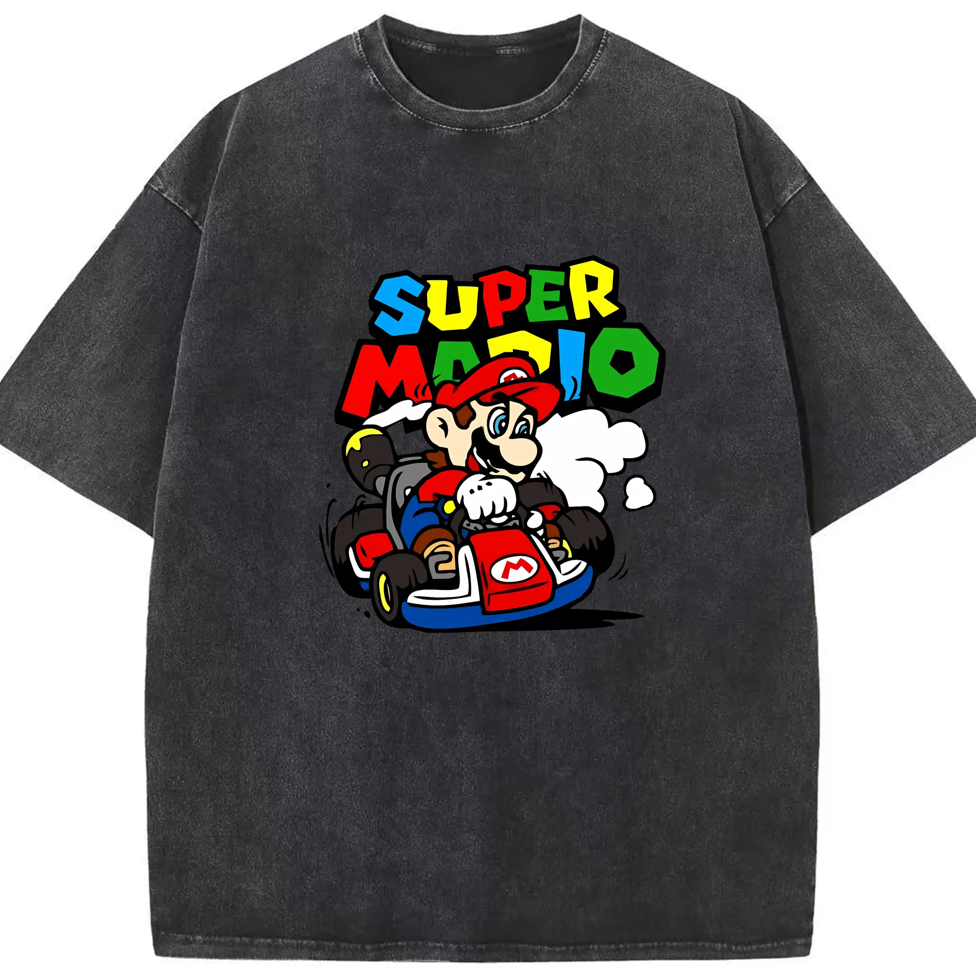 マリオ グッズ マリオ - 綿100％ ヴィンテージ風 半袖Tシャツ ・ フロントプリント ・ 柔らか肌触り ・ 通気性 快適 ・ スポーツ カジュアル 外出用