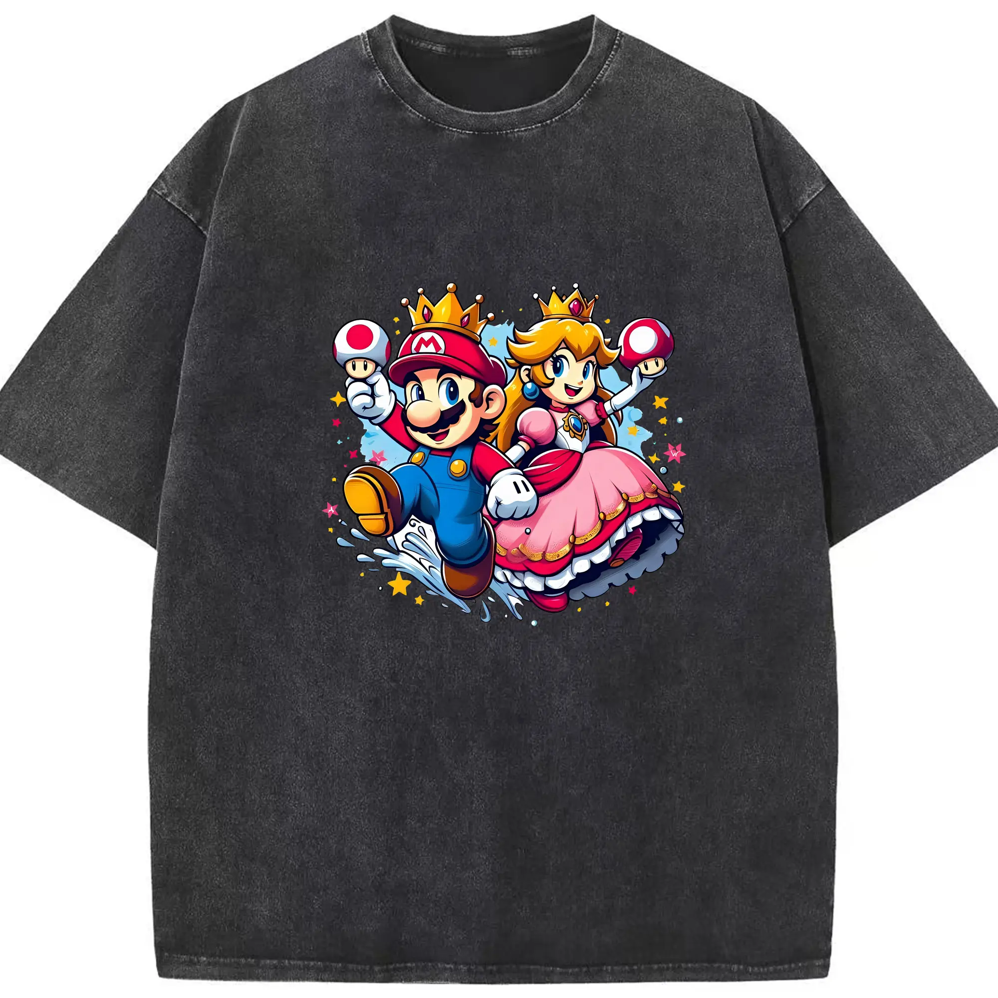 マリオ グッズ マリオ - 綿100％ ヴィンテージ風 半袖Tシャツ ・ フロントプリント ・ 柔らか肌触り ・ 通気性 快適 ・ スポーツ カジュアル 外出用
