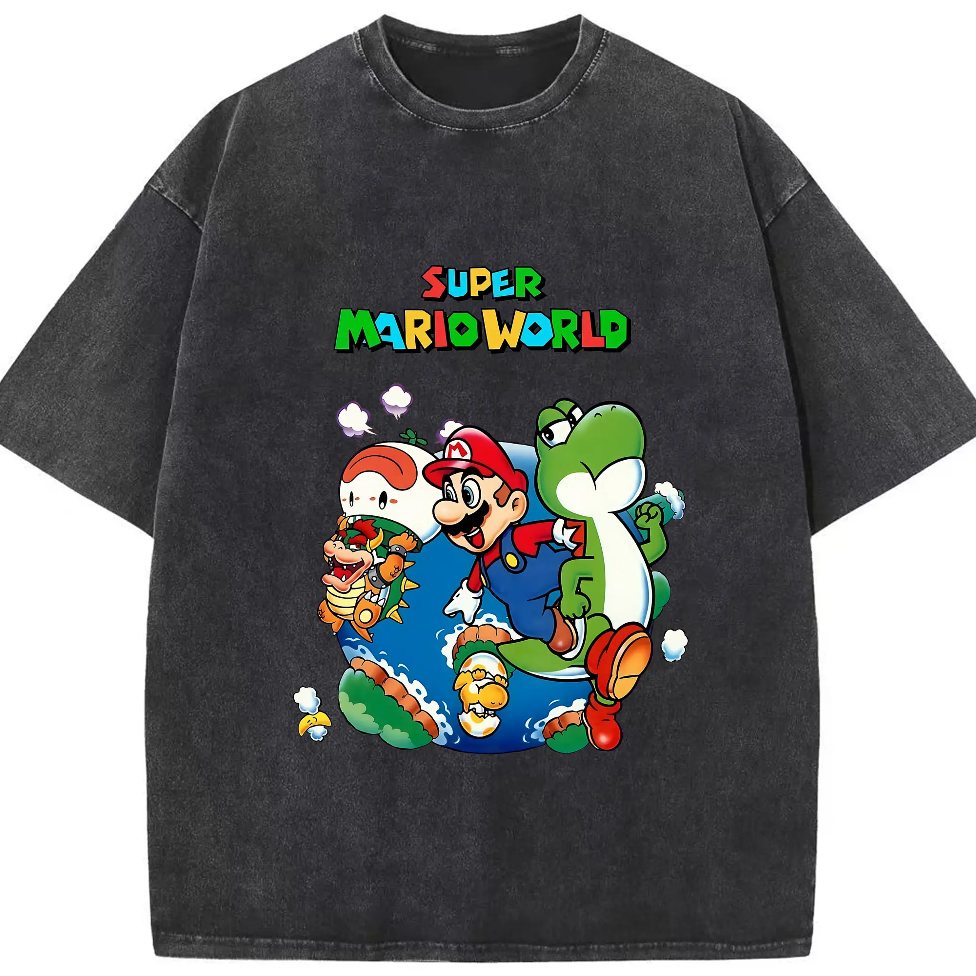 マリオ グッズ マリオ - 綿100％ ヴィンテージ風 半袖Tシャツ ・ フロントプリント ・ 柔らか肌触り ・ 通気性 快適 ・ スポーツ カジュアル 外出用
