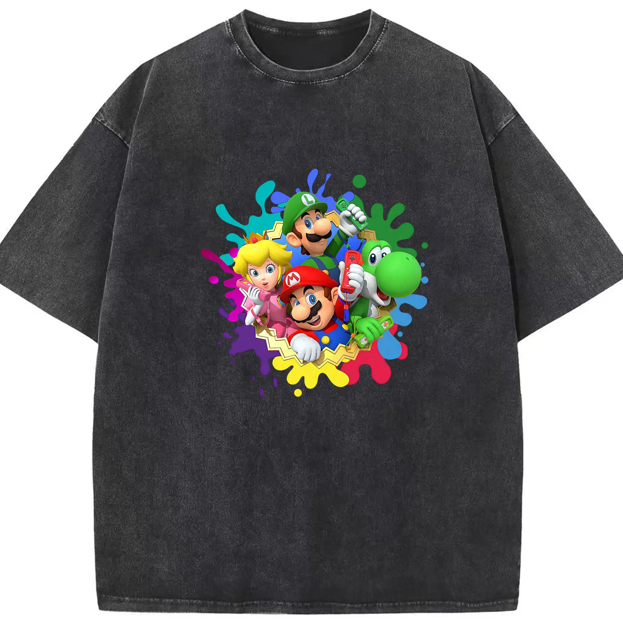 マリオ グッズ マリオ - 綿100％ ヴィンテージ風 半袖Tシャツ ・ フロントプリント ・ 柔らか肌触り ・ 通気性 快適 ・ スポーツ カジュアル 外出用