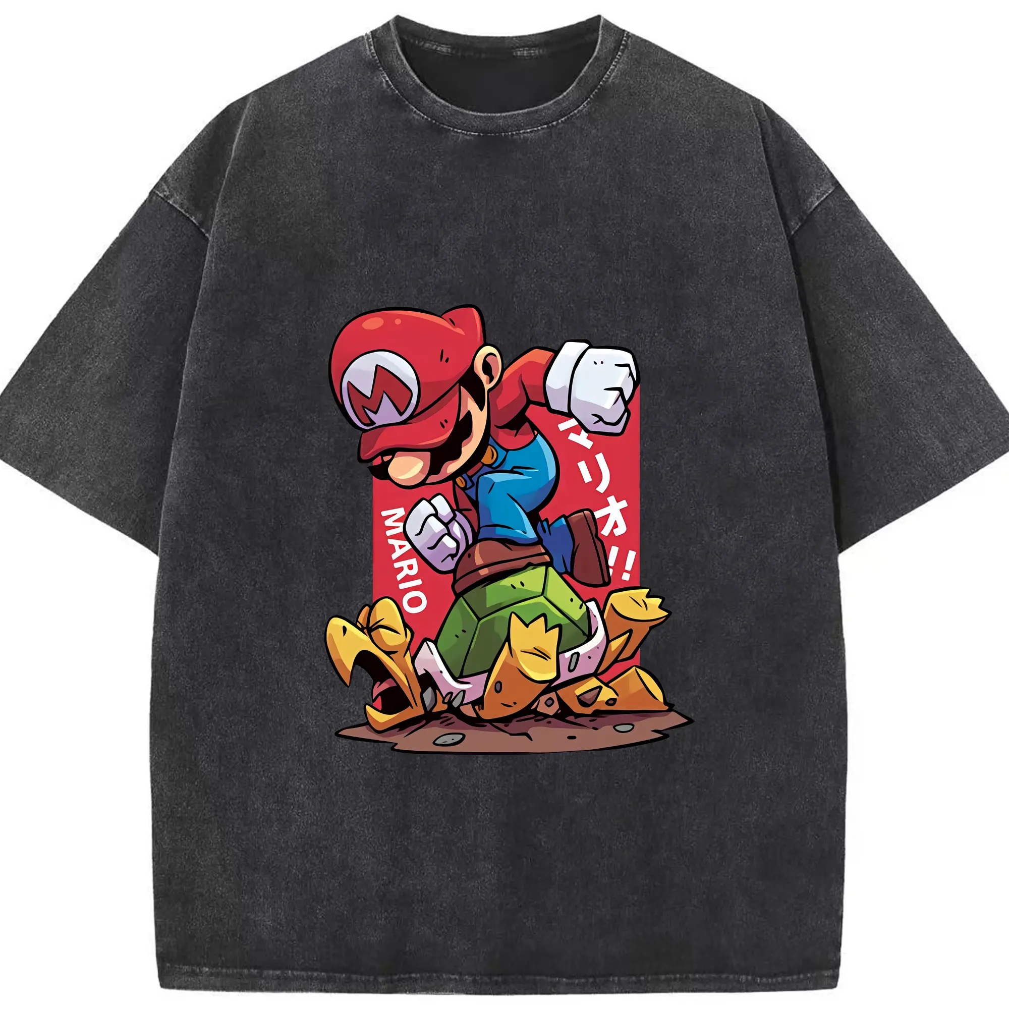 マリオ グッズ マリオ - 綿100％ ヴィンテージ風 半袖Tシャツ ・ フロントプリント ・ 柔らか肌触り ・ 通気性 快適 ・ スポーツ カジュアル 外出用