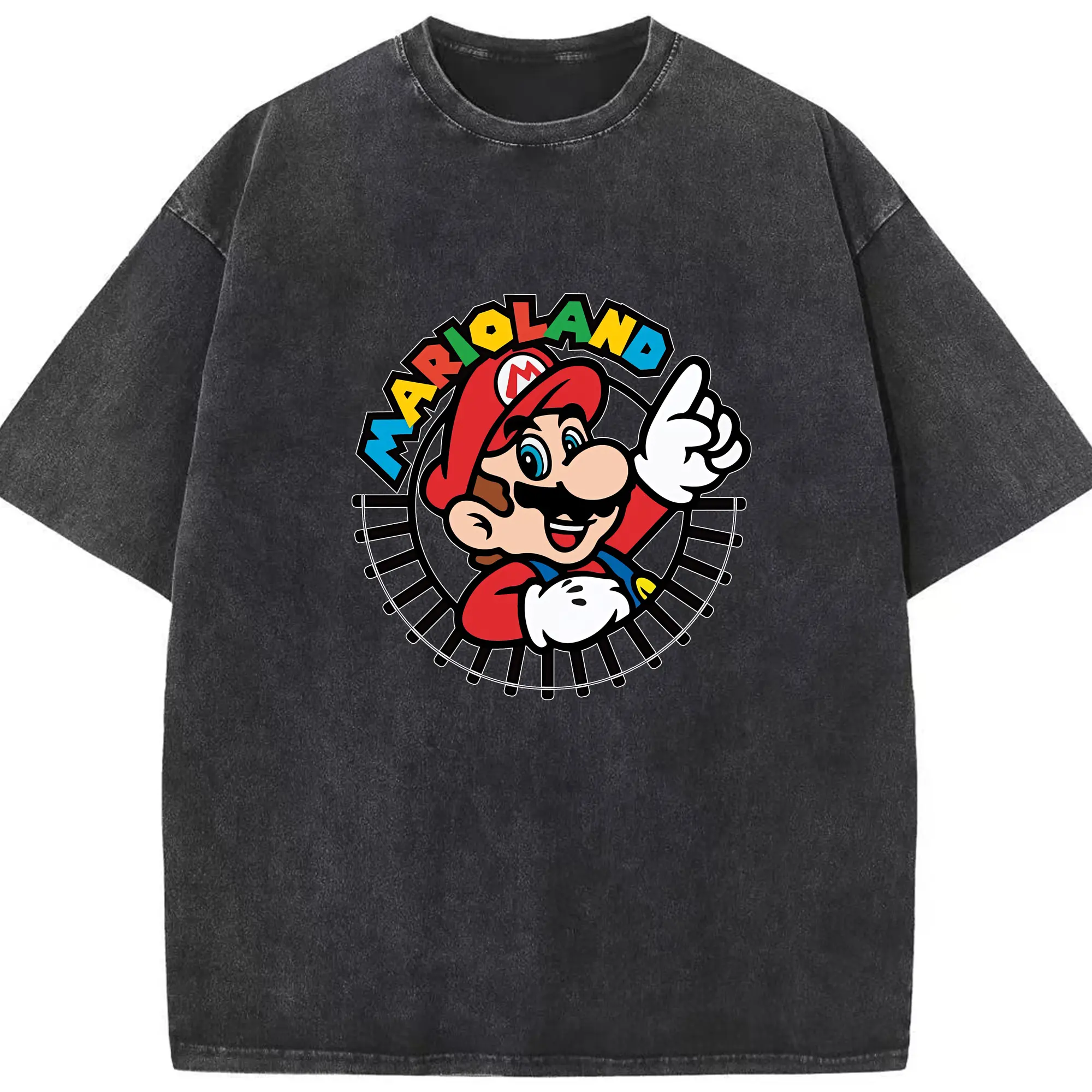 マリオ グッズ マリオ - 綿100％ ヴィンテージ風 半袖Tシャツ ・ フロントプリント ・ 柔らか肌触り ・ 通気性 快適 ・ スポーツ カジュアル 外出用