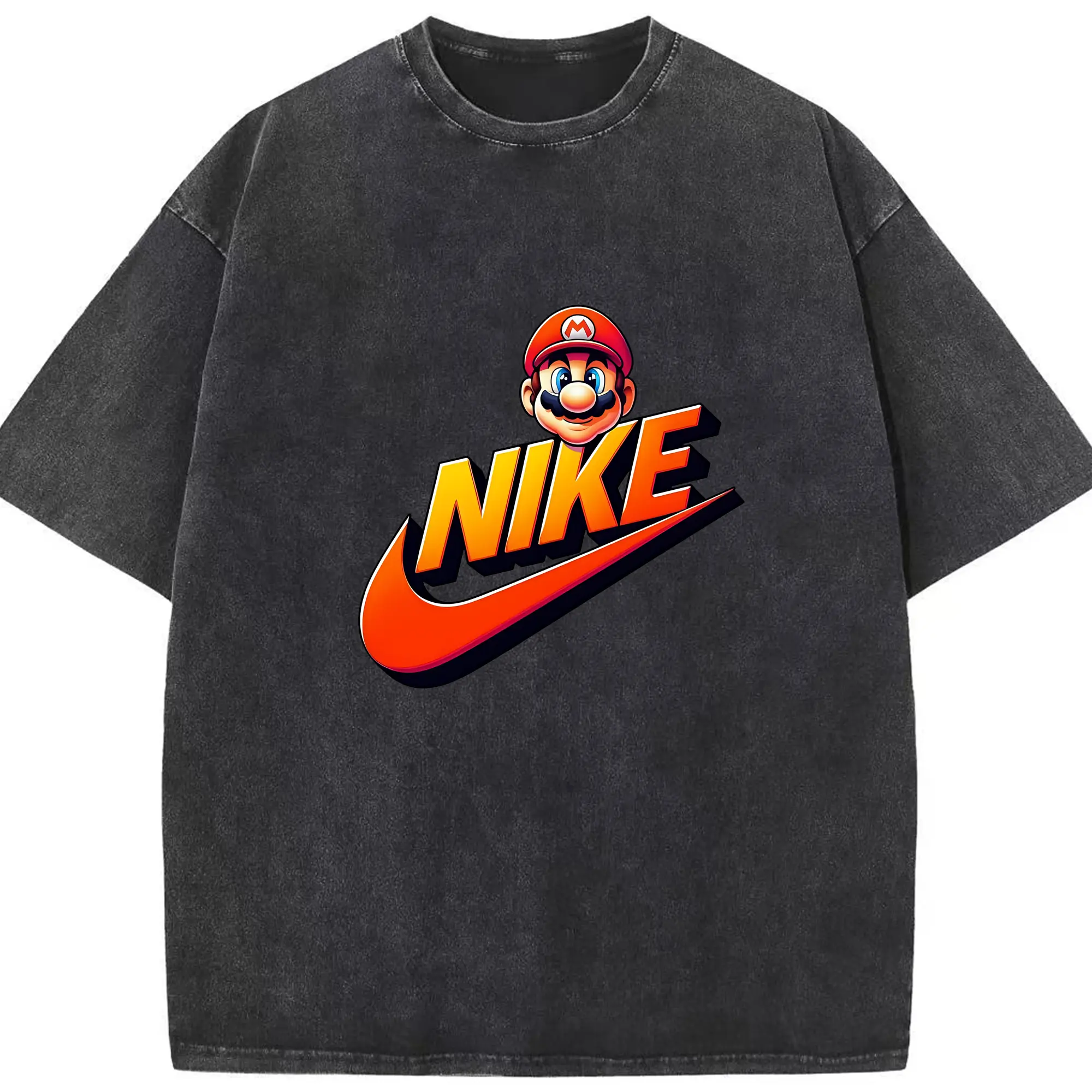 マリオ グッズ マリオ - 綿100％ ヴィンテージ風 半袖Tシャツ ・ フロントプリント ・ 柔らか肌触り ・ 通気性 快適 ・ スポーツ カジュアル 外出用