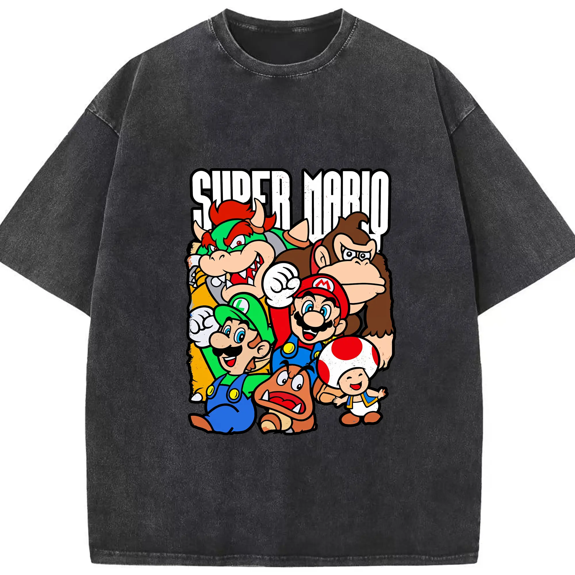 マリオ グッズ マリオ - 綿100％ ヴィンテージ風 半袖Tシャツ ・ フロントプリント ・ 柔らか肌触り ・ 通気性 快適 ・ スポーツ カジュアル 外出用
