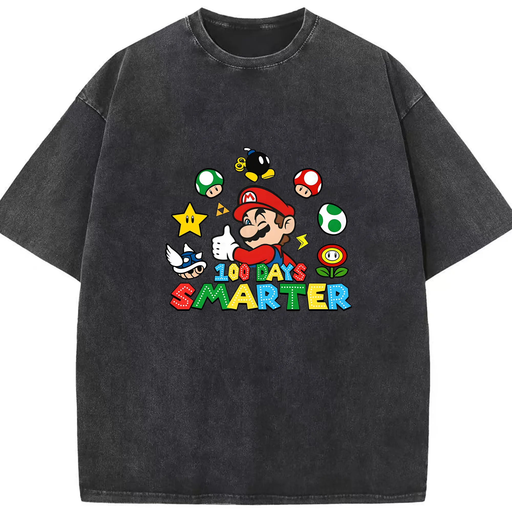 マリオ グッズ マリオ - 綿100％ ヴィンテージ風 半袖Tシャツ ・ フロントプリント ・ 柔らか肌触り ・ 通気性 快適 ・ スポーツ カジュアル 外出用
