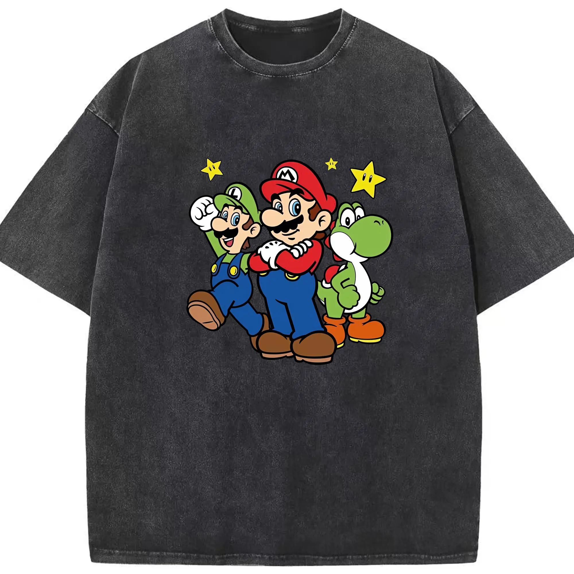 マリオ グッズ マリオ - 綿100％ ヴィンテージ風 半袖Tシャツ ・ フロントプリント ・ 柔らか肌触り ・ 通気性 快適 ・ スポーツ カジュアル 外出用
