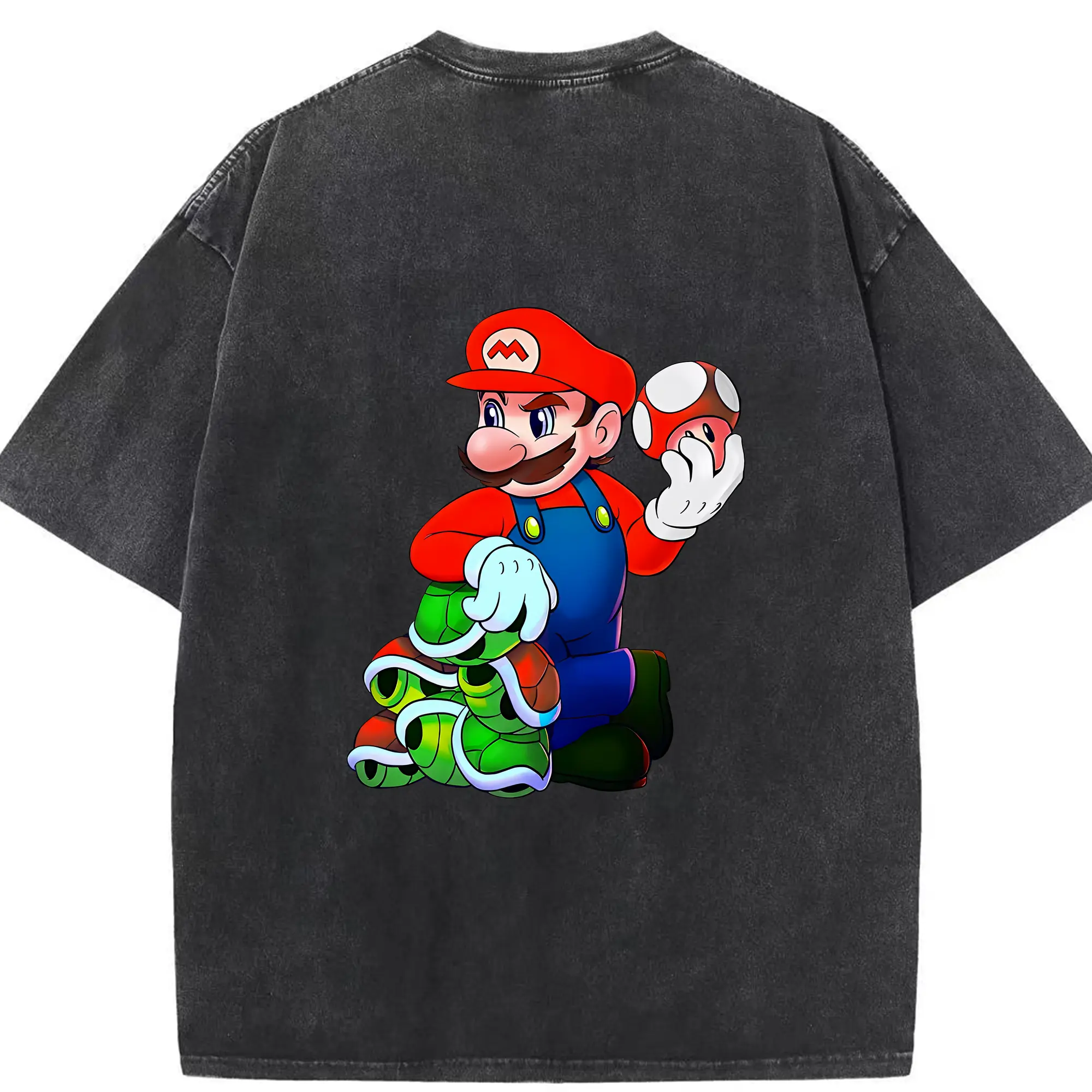 マリオ グッズ マリオ - 綿100％ ヴィンテージ風 半袖Tシャツ ・ 背面プリント ・ 柔らか肌触り ・ 通気性 快適 ・ スポーツ カジュアル 外出用