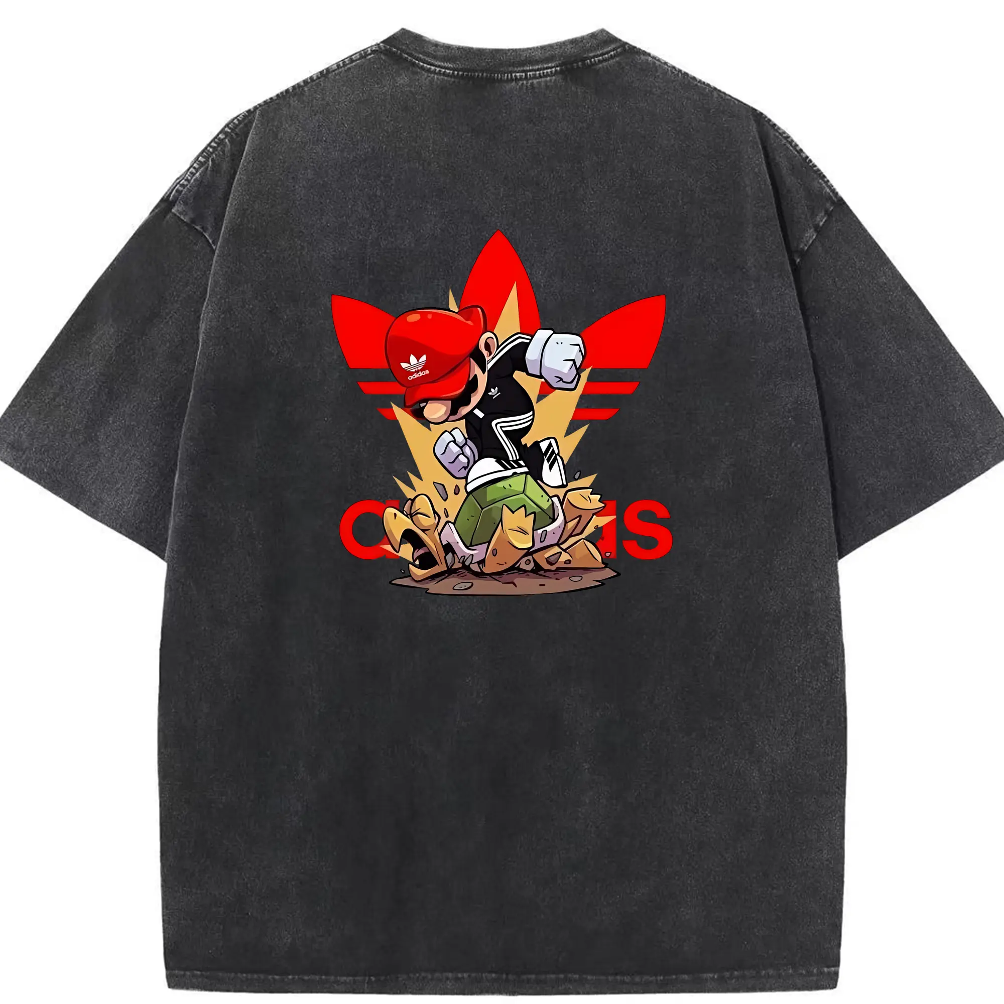 マリオ グッズ マリオ - 綿100％ ヴィンテージ風 半袖Tシャツ ・ 背面プリント ・ 柔らか肌触り ・ 通気性 快適 ・ スポーツ カジュアル 外出用