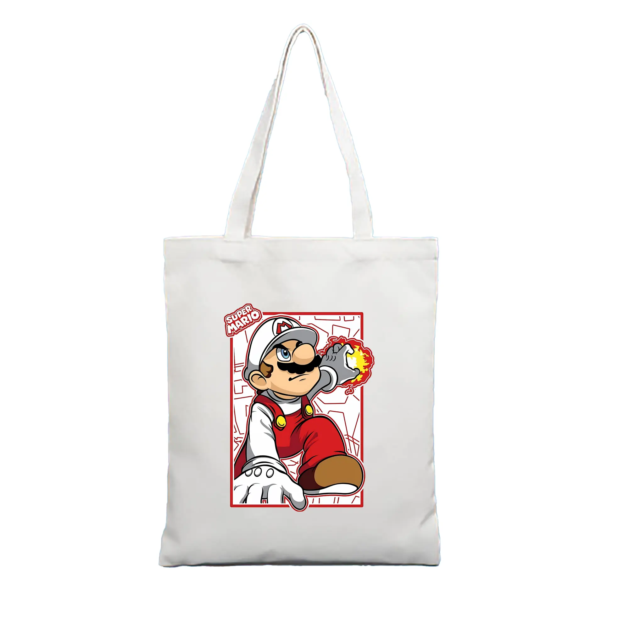 マリオ グッズ マリオ - 縦型キャンバス手提げバッグ（トートバッグ） ・ キャンバス素材 ・ ショッピング用 ・ 軽量 丈夫 お手入れ簡単