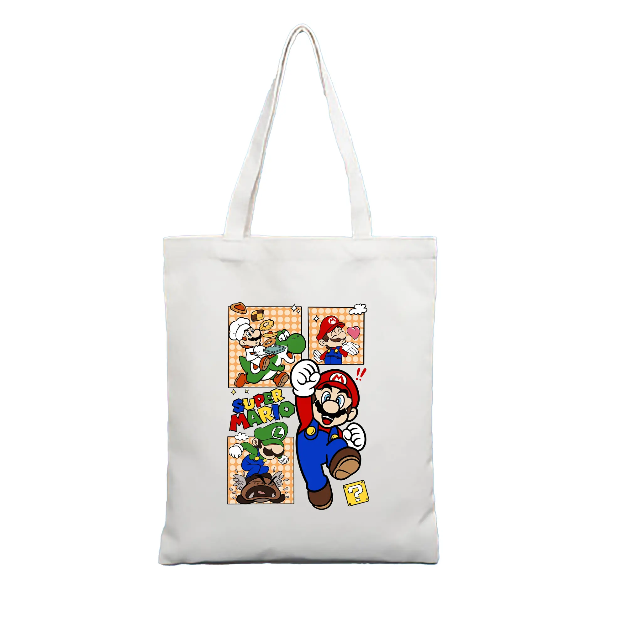 マリオ グッズ マリオ - 縦型キャンバス手提げバッグ（トートバッグ） ・ キャンバス素材 ・ ショッピング用 ・ 軽量 丈夫 お手入れ簡単