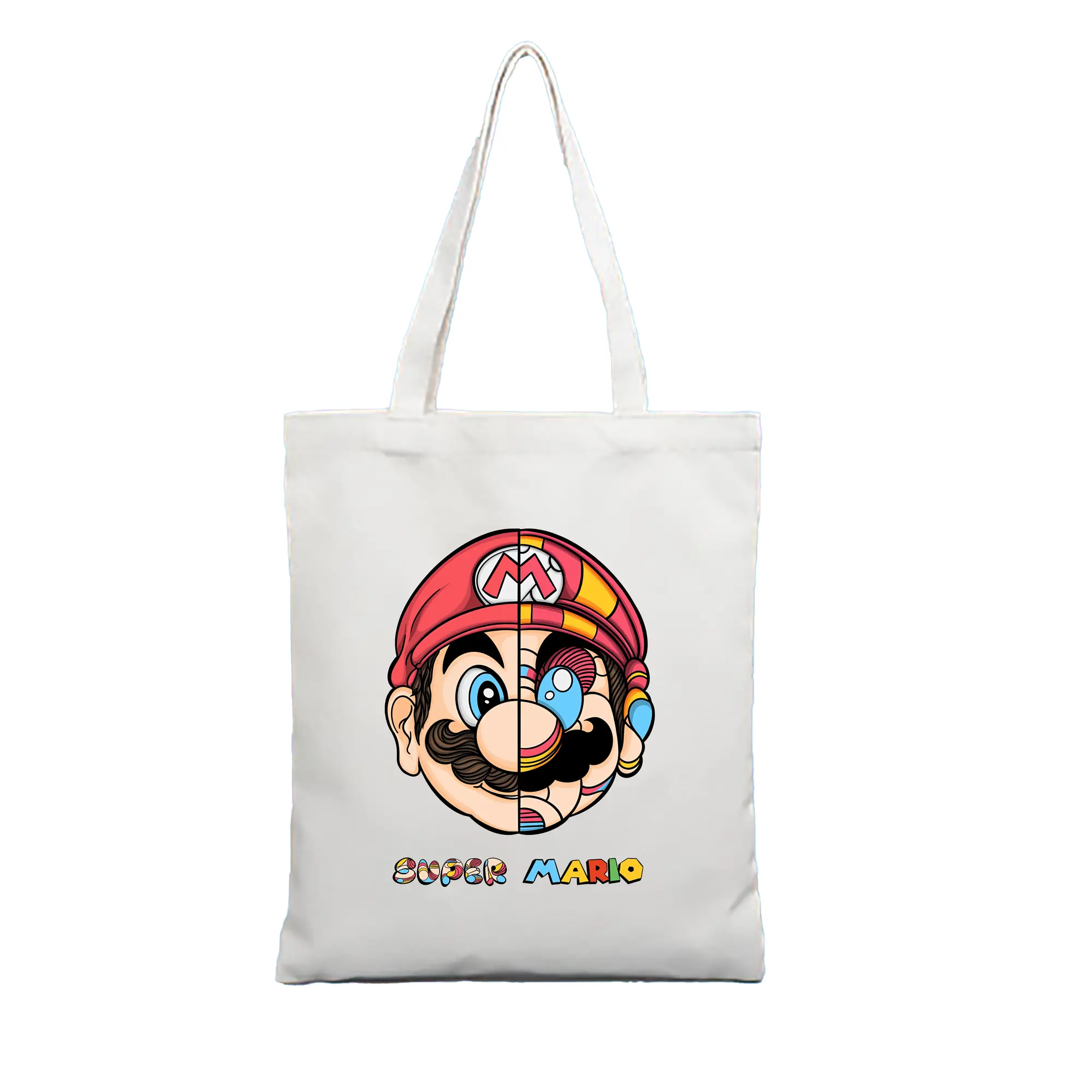 マリオ グッズ マリオ - 縦型キャンバス手提げバッグ（トートバッグ） ・ キャンバス素材 ・ ショッピング用 ・ 軽量 丈夫 お手入れ簡単