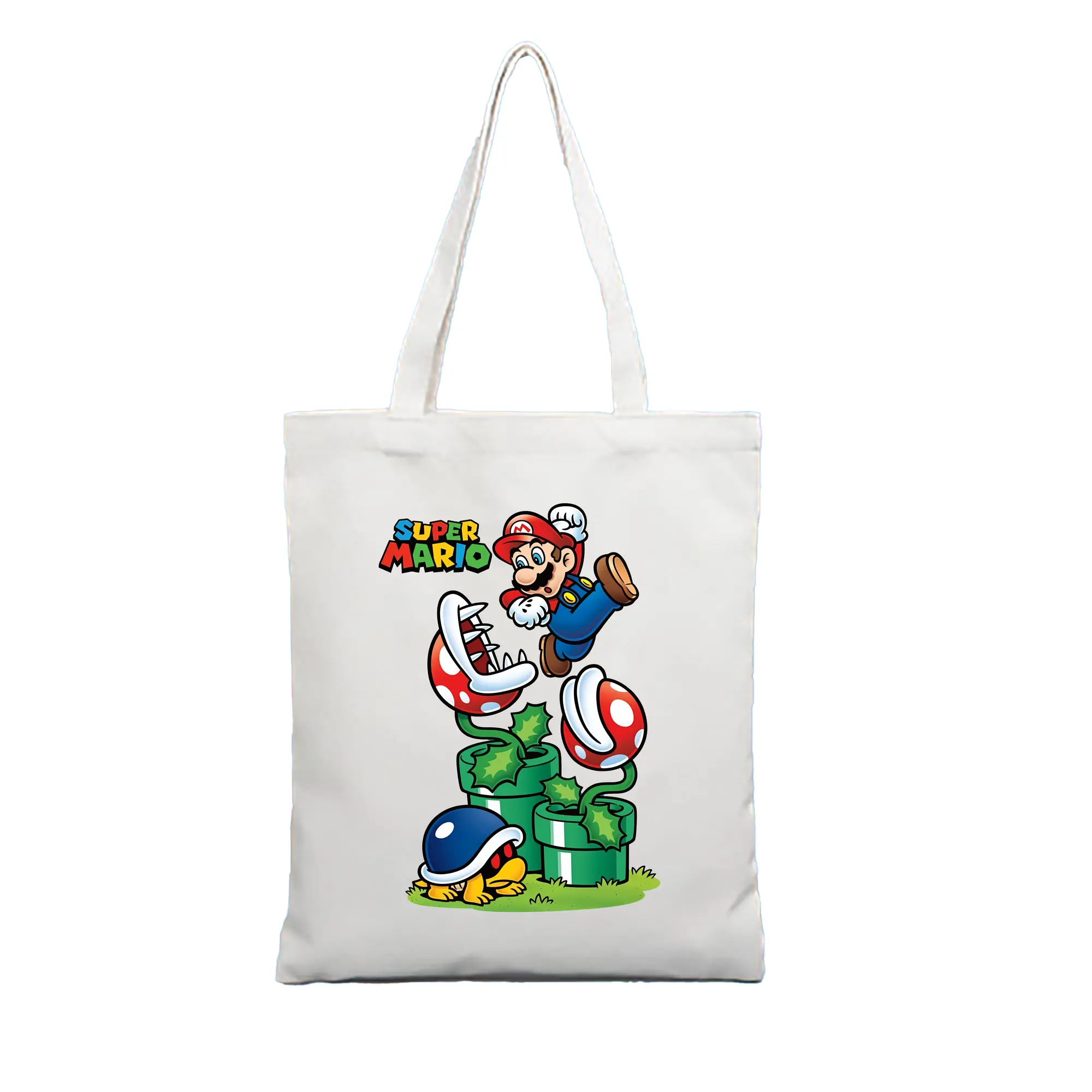 マリオ グッズ マリオ - 縦型キャンバス手提げバッグ（トートバッグ） ・ キャンバス素材 ・ ショッピング用 ・ 軽量 丈夫 お手入れ簡単