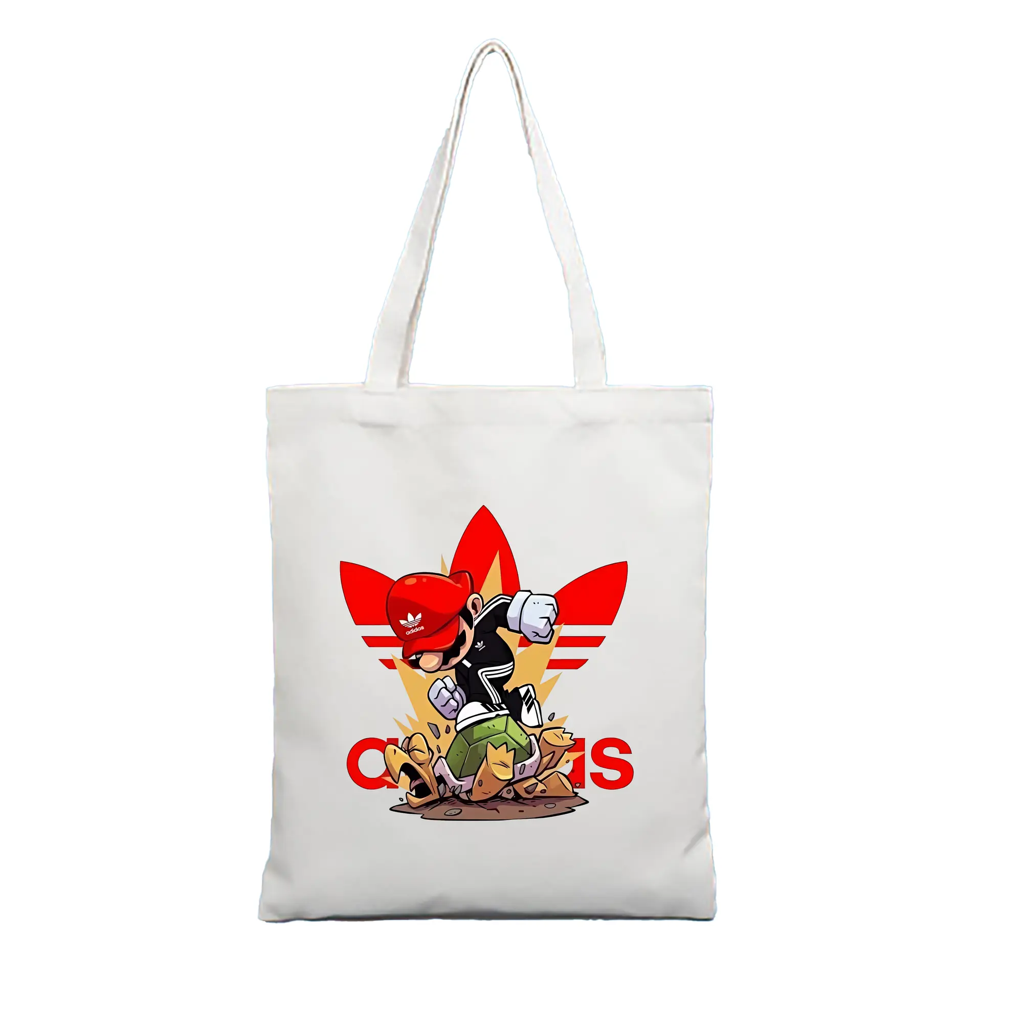 マリオ グッズ マリオ - 縦型キャンバス手提げバッグ（トートバッグ） ・ キャンバス素材 ・ ショッピング用 ・ 軽量 丈夫 お手入れ簡単