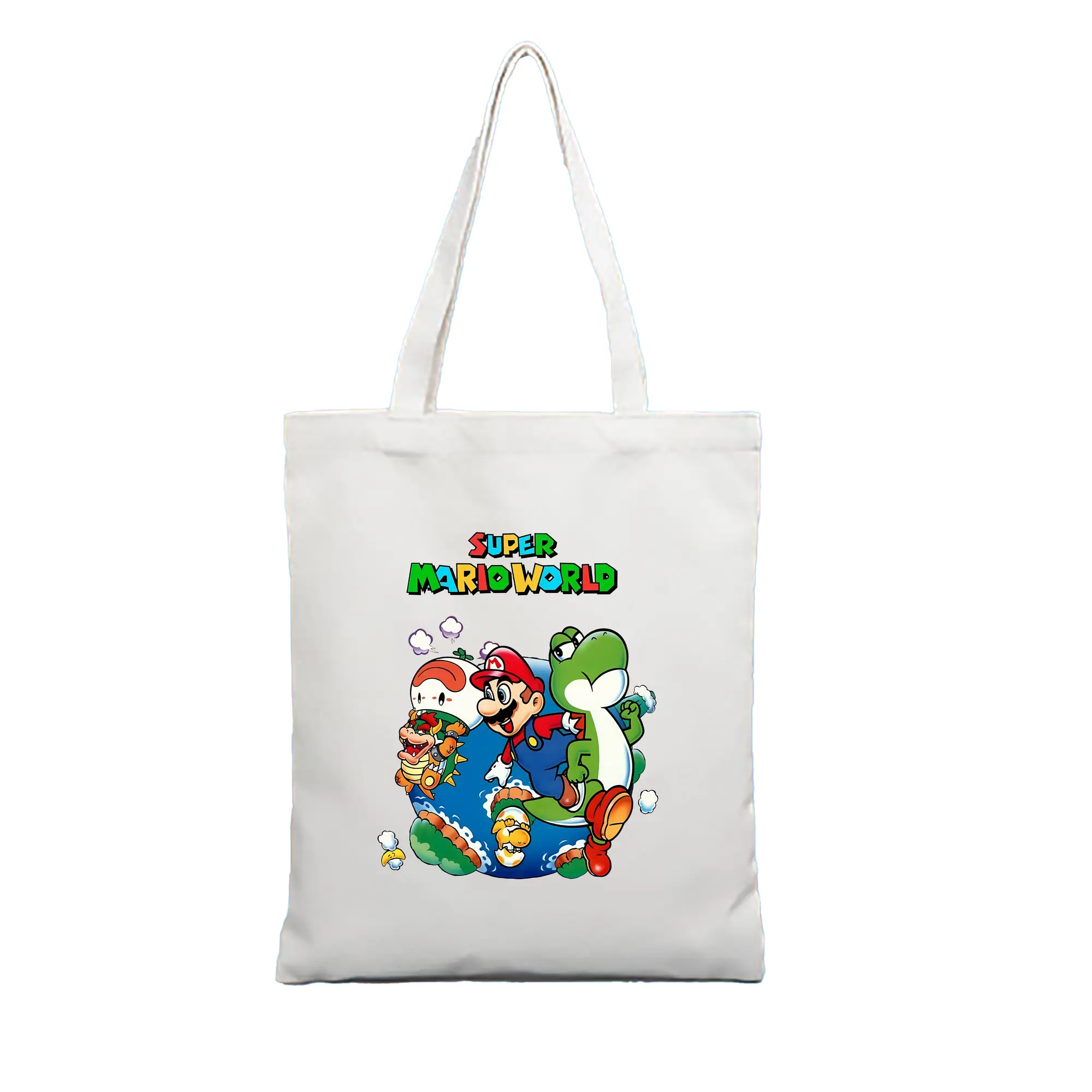 マリオ グッズ マリオ - 縦型キャンバス手提げバッグ（トートバッグ） ・ キャンバス素材 ・ ショッピング用 ・ 軽量 丈夫 お手入れ簡単