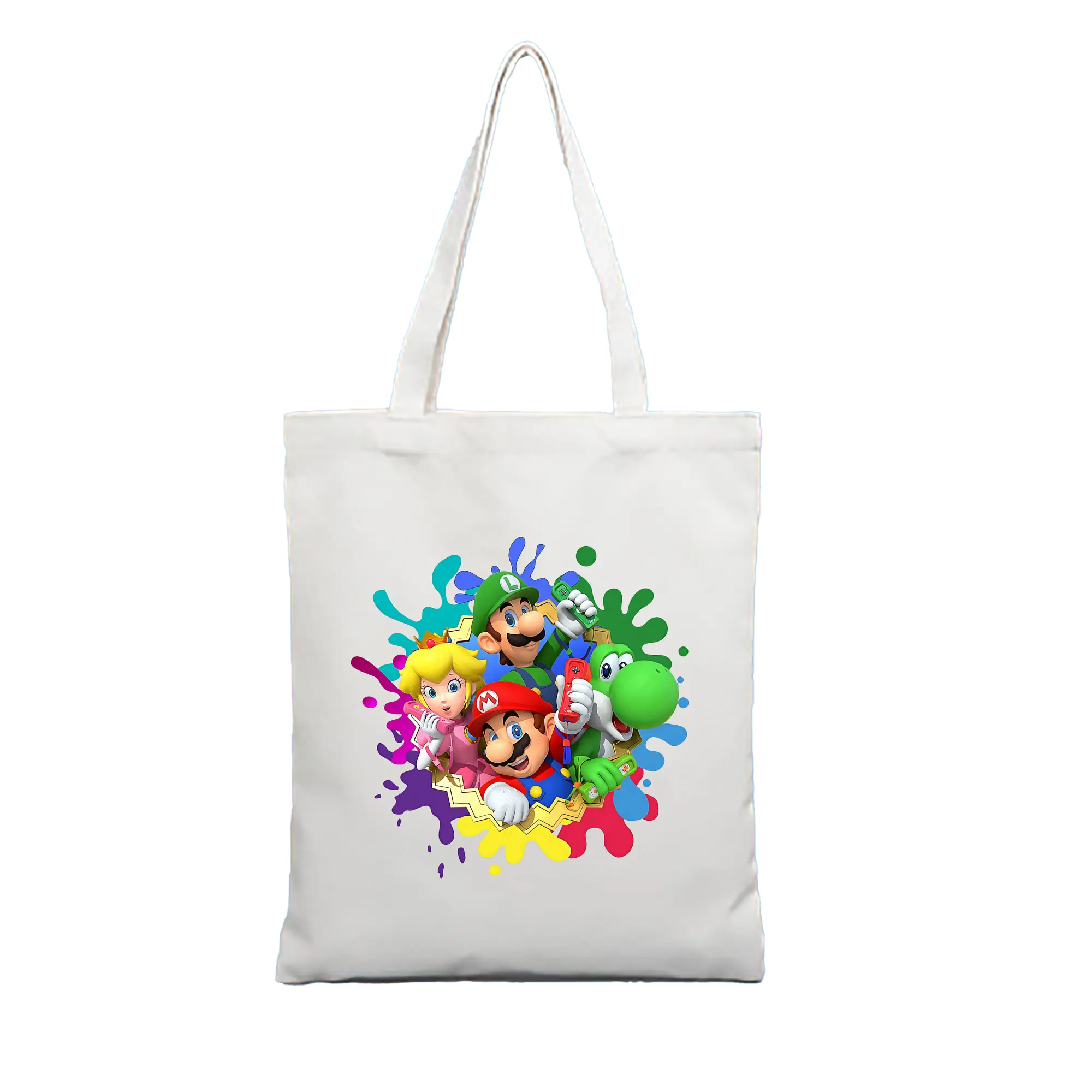 マリオ グッズ マリオ - 縦型キャンバス手提げバッグ（トートバッグ） ・ キャンバス素材 ・ ショッピング用 ・ 軽量 丈夫 お手入れ簡単
