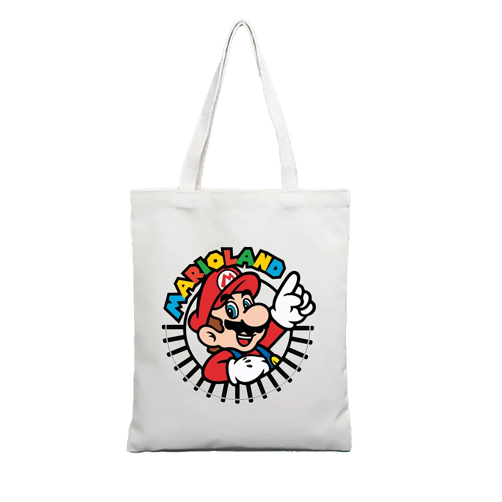 マリオ グッズ マリオ - 縦型キャンバス手提げバッグ（トートバッグ） ・ キャンバス素材 ・ ショッピング用 ・ 軽量 丈夫 お手入れ簡単