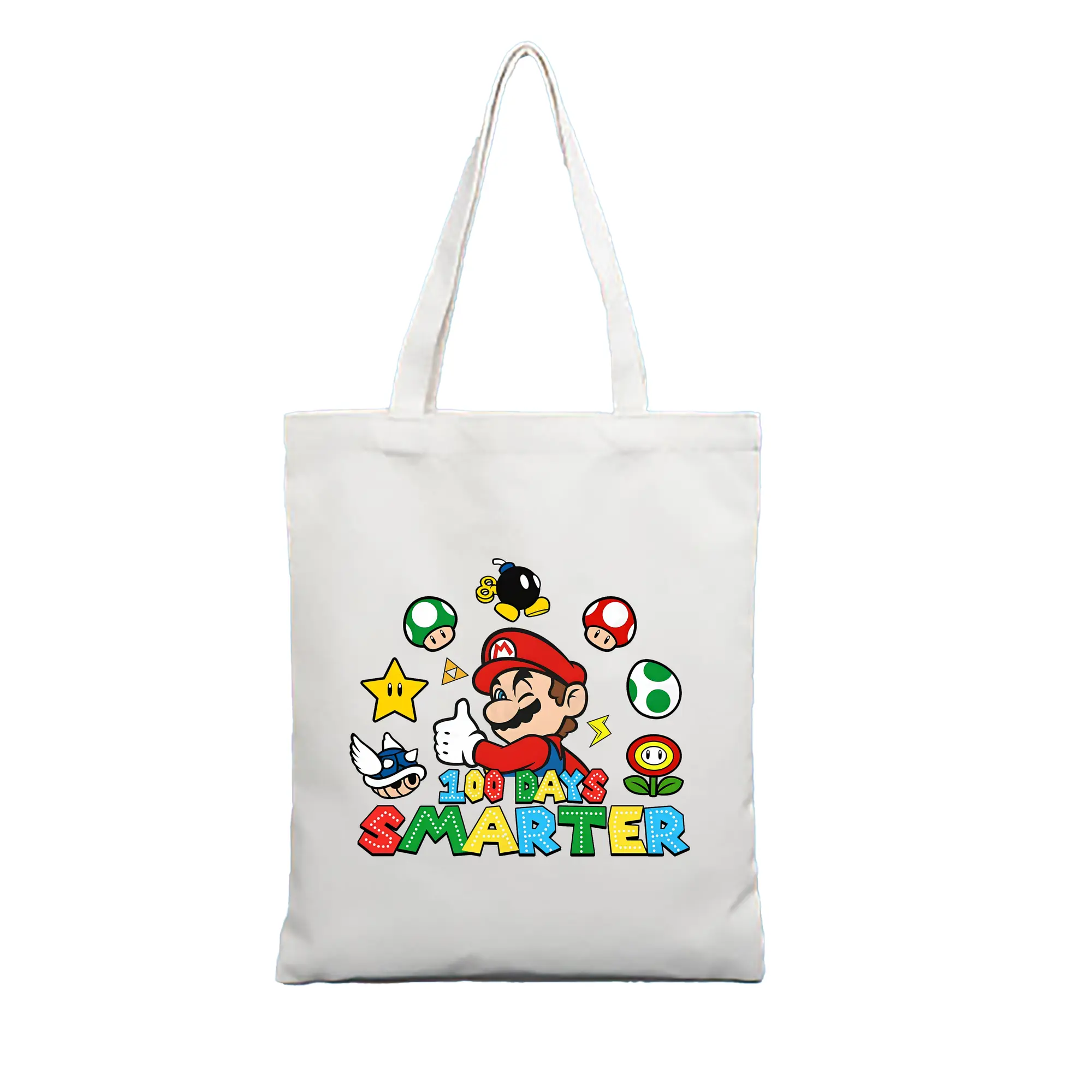 マリオ グッズ マリオ - 縦型キャンバス手提げバッグ（トートバッグ） ・ キャンバス素材 ・ ショッピング用 ・ 軽量 丈夫 お手入れ簡単