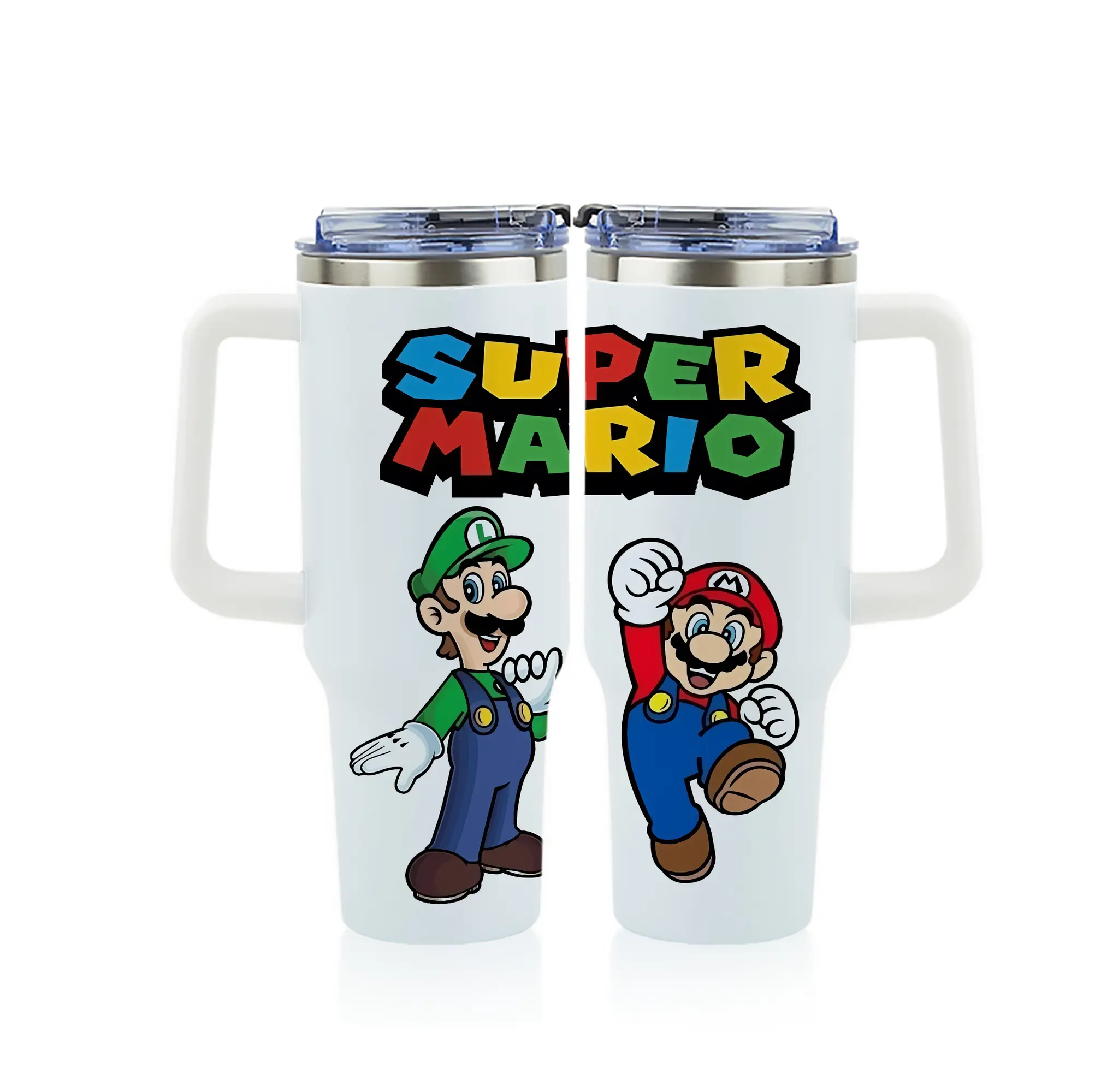 マリオ グッズ ルイージ - 1200mL フルプリント車用タンブラー ・ 304ステンレス 内側 ・ 201ステンレス 外側 ・ 保温 保冷 ・ 通勤 ドライブ アウトドア用