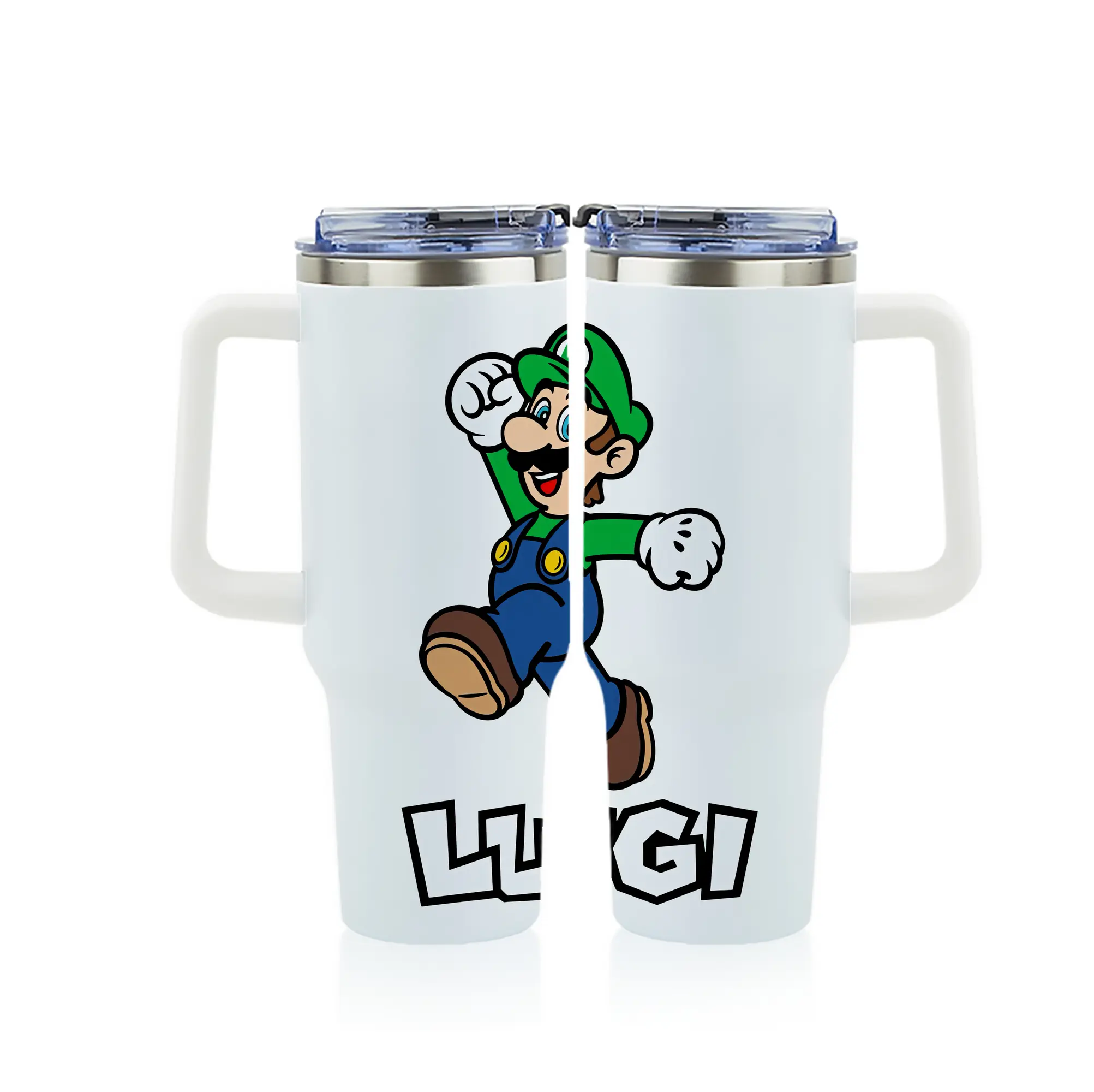 マリオ グッズ ルイージ - 1200mL フルプリント車用タンブラー ・ 304ステンレス 内側 ・ 201ステンレス 外側 ・ 保温 保冷 ・ 通勤 ドライブ アウトドア用