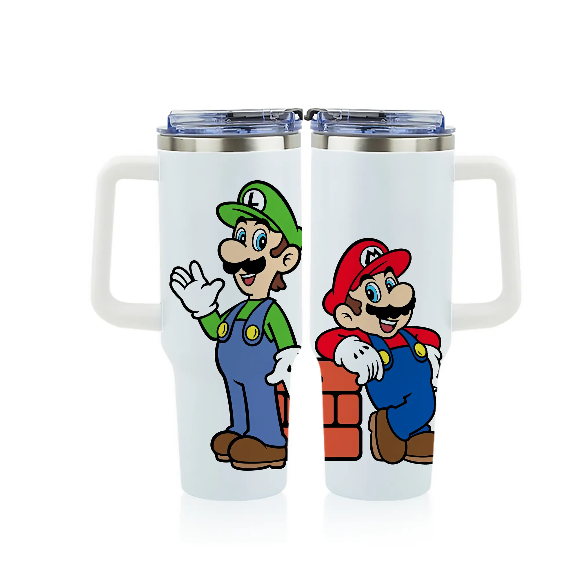 マリオ グッズ ルイージ - 1200mL フルプリント車用タンブラー ・ 304ステンレス 内側 ・ 201ステンレス 外側 ・ 保温 保冷 ・ 通勤 ドライブ アウトドア用