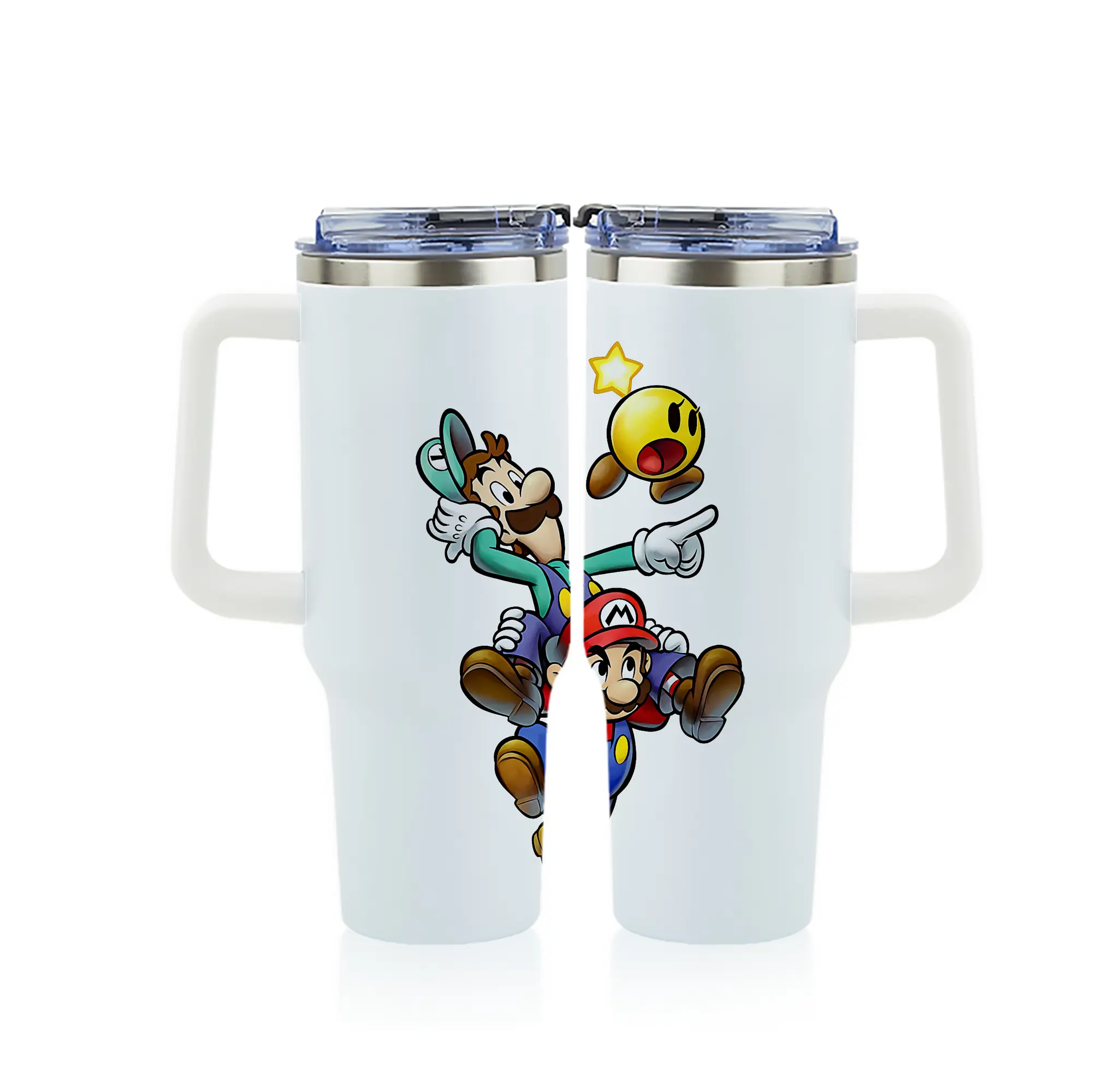 マリオ グッズ ルイージ - 1200mL フルプリント車用タンブラー ・ 304ステンレス 内側 ・ 201ステンレス 外側 ・ 保温 保冷 ・ 通勤 ドライブ アウトドア用