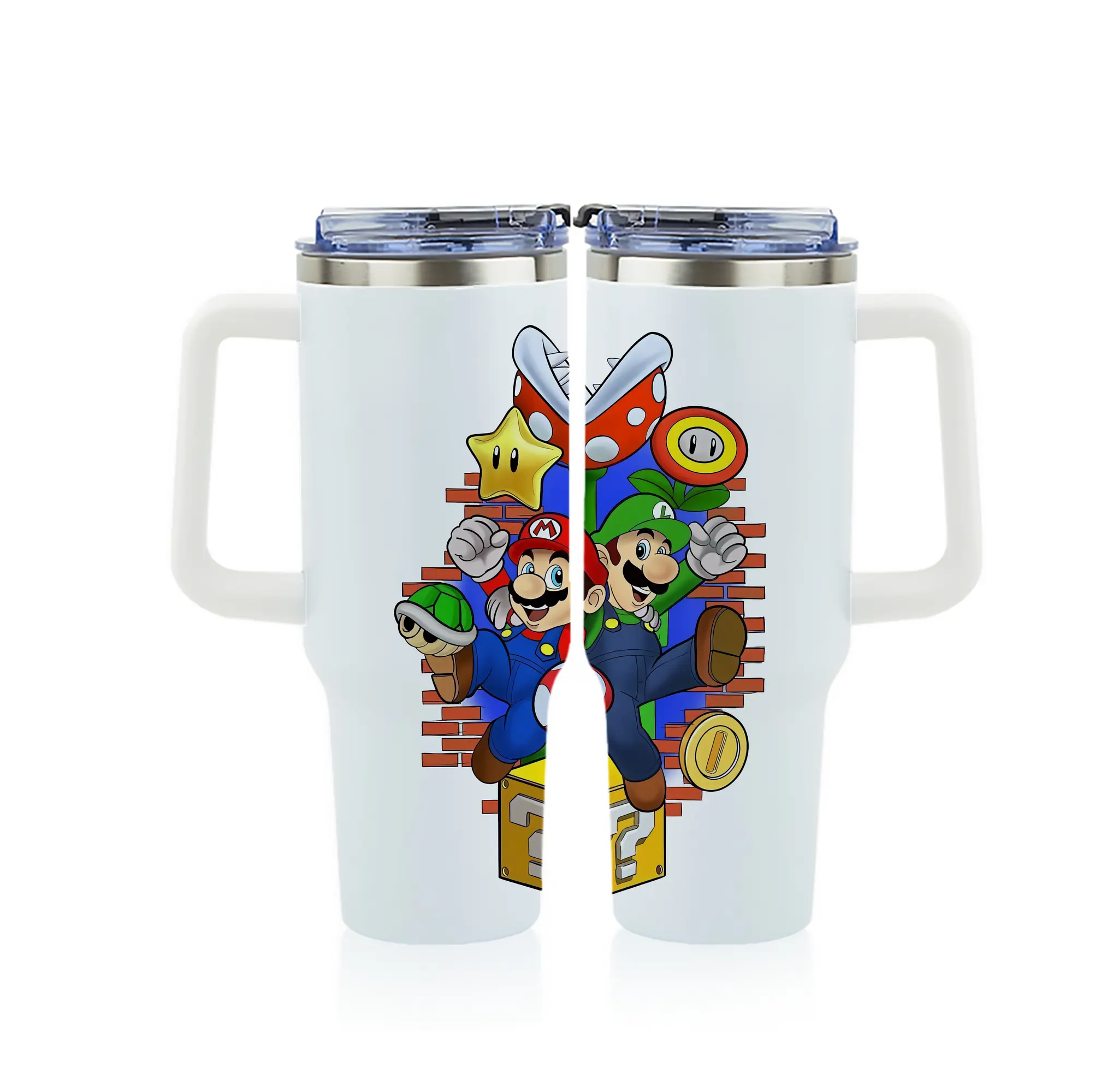 マリオ グッズ ルイージ - 1200mL フルプリント車用タンブラー ・ 304ステンレス 内側 ・ 201ステンレス 外側 ・ 保温 保冷 ・ 通勤 ドライブ アウトドア用