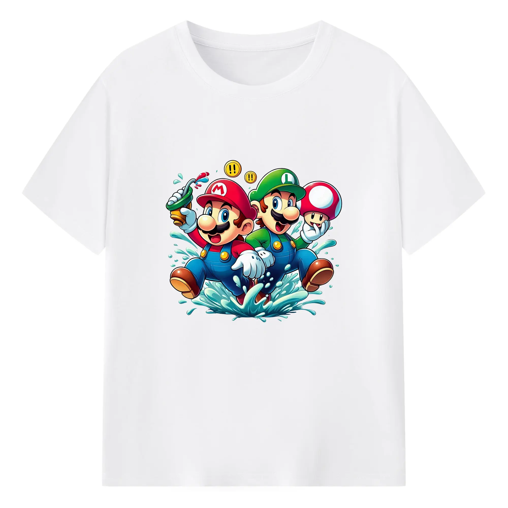 マリオ グッズ ルイージ - 綿100％ 半袖Tシャツ ・ フロントプリント ・ 快適 通気性 ・ 日常使い 散歩 スポーツ用