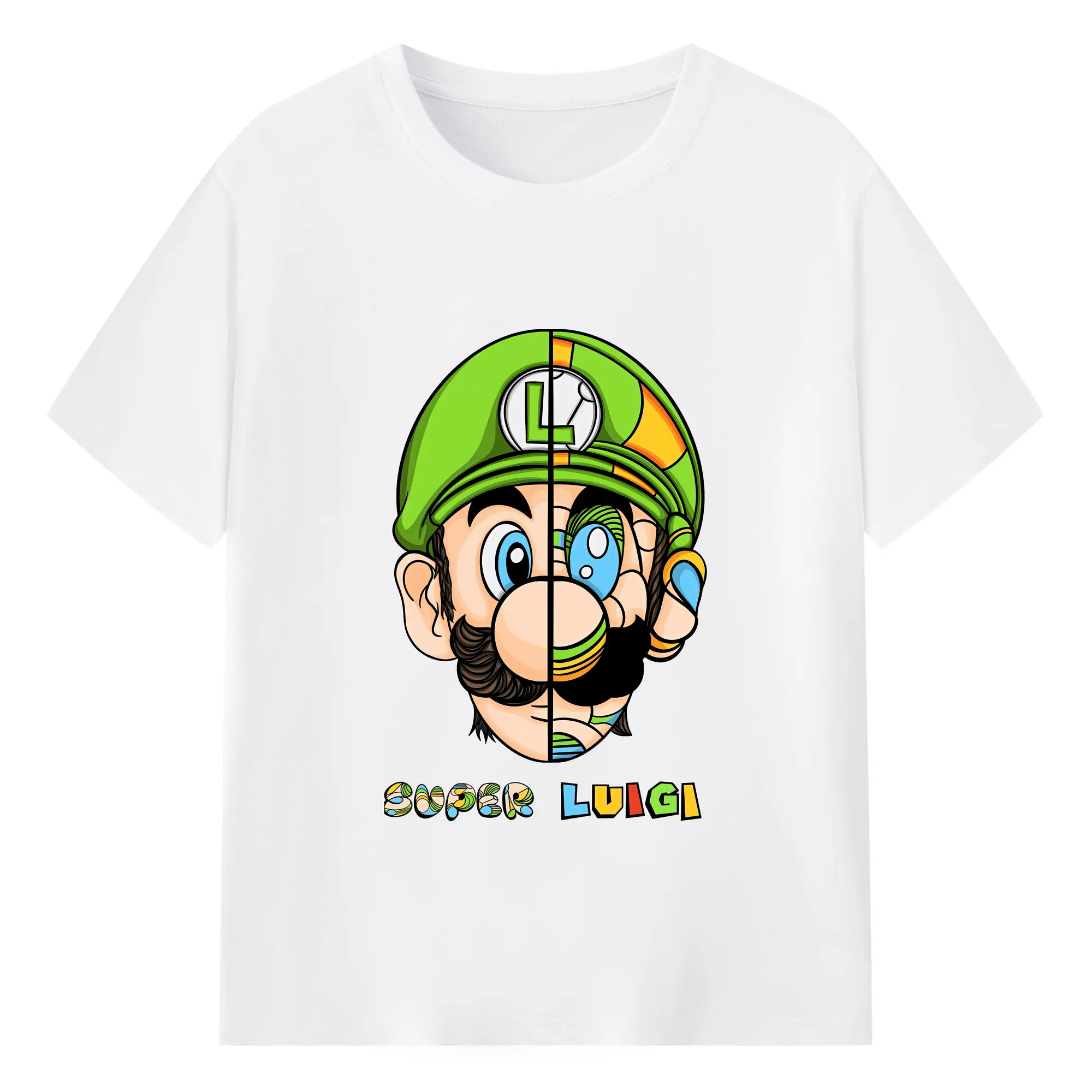 マリオ グッズ ルイージ - 綿100％ 半袖Tシャツ ・ フロントプリント ・ 快適 通気性 ・ 日常使い 散歩 スポーツ用