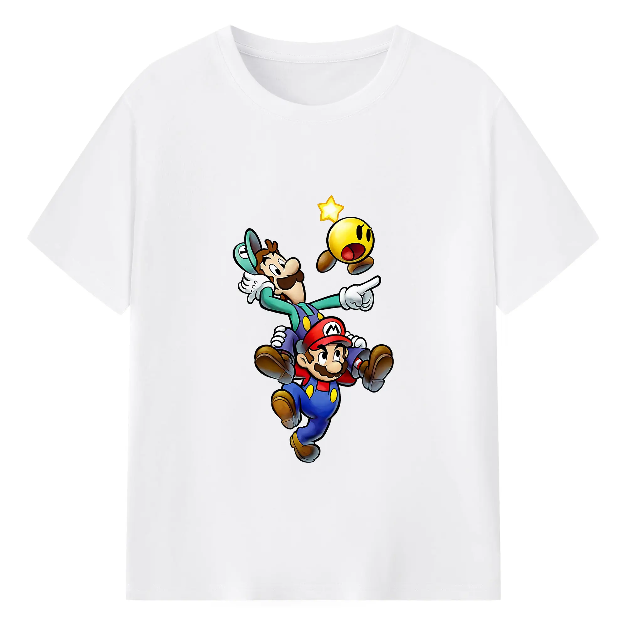 マリオ グッズ ルイージ - 綿100％ 半袖Tシャツ ・ フロントプリント ・ 快適 通気性 ・ 日常使い 散歩 スポーツ用
