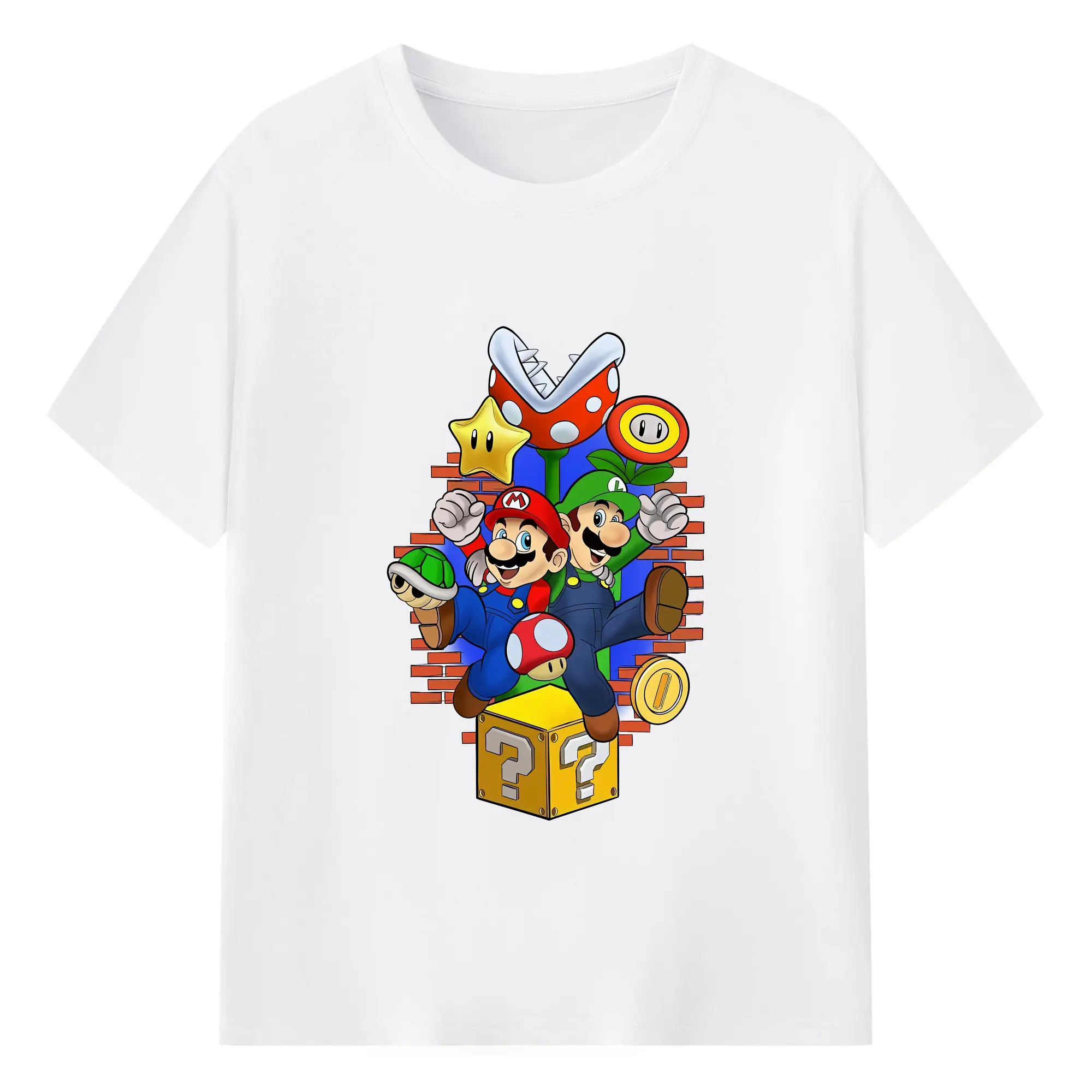 マリオ グッズ ルイージ - 綿100％ 半袖Tシャツ ・ フロントプリント ・ 快適 通気性 ・ 日常使い 散歩 スポーツ用