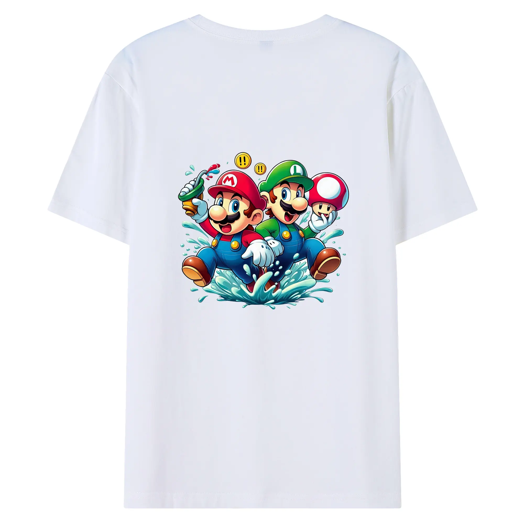 マリオ グッズ ルイージ - 綿100％ 半袖Tシャツ ・ バックプリント ・ 快適 通気性 ・ 日常使い 散歩 スポーツ用