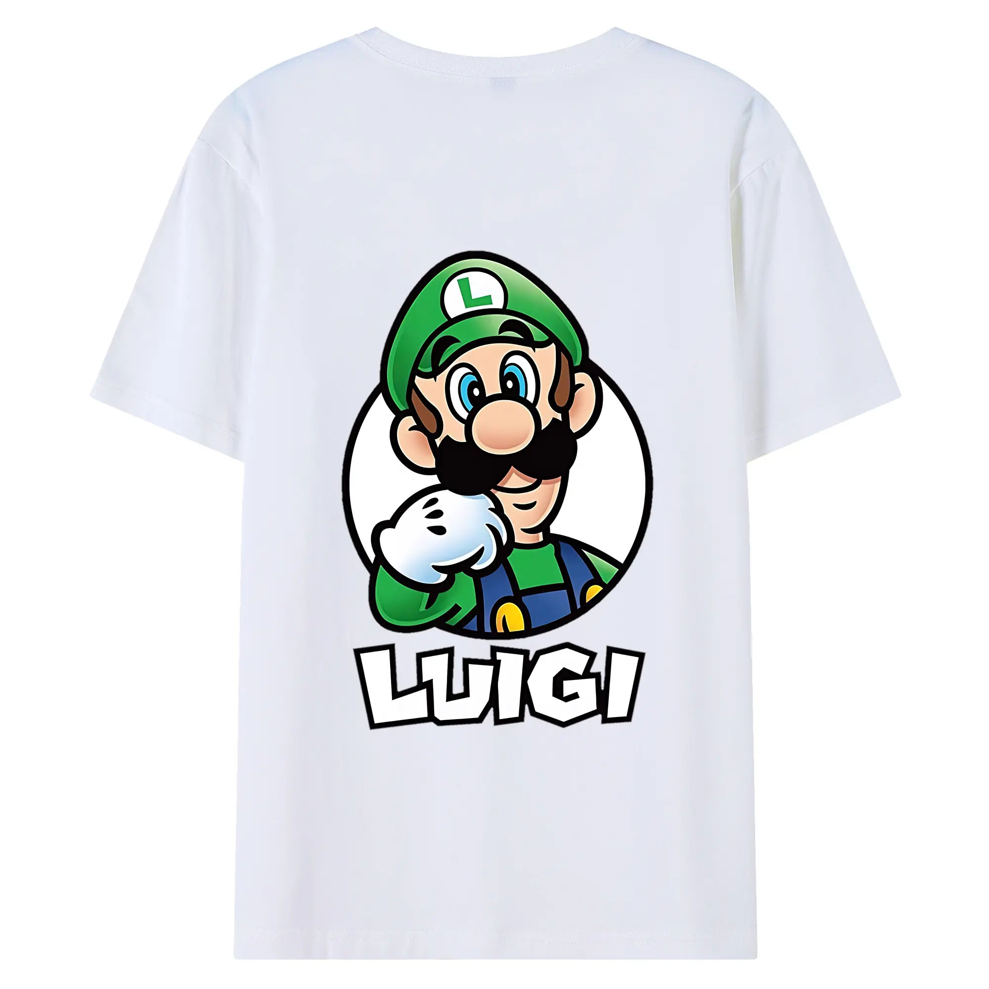 マリオ グッズ ルイージ - 綿100％ 半袖Tシャツ ・ バックプリント ・ 快適 通気性 ・ 日常使い 散歩 スポーツ用