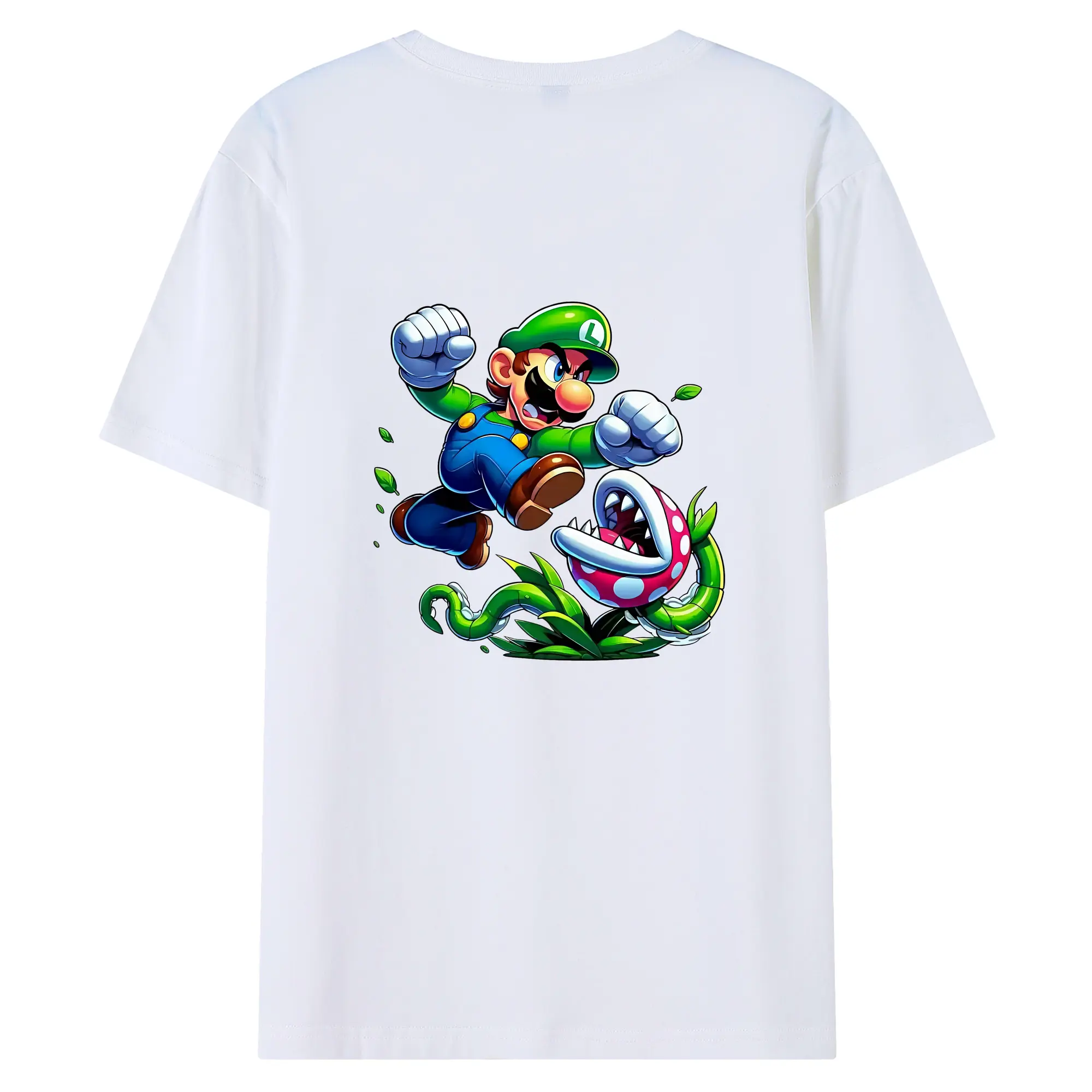 マリオ グッズ ルイージ - 綿100％ 半袖Tシャツ ・ バックプリント ・ 快適 通気性 ・ 日常使い 散歩 スポーツ用