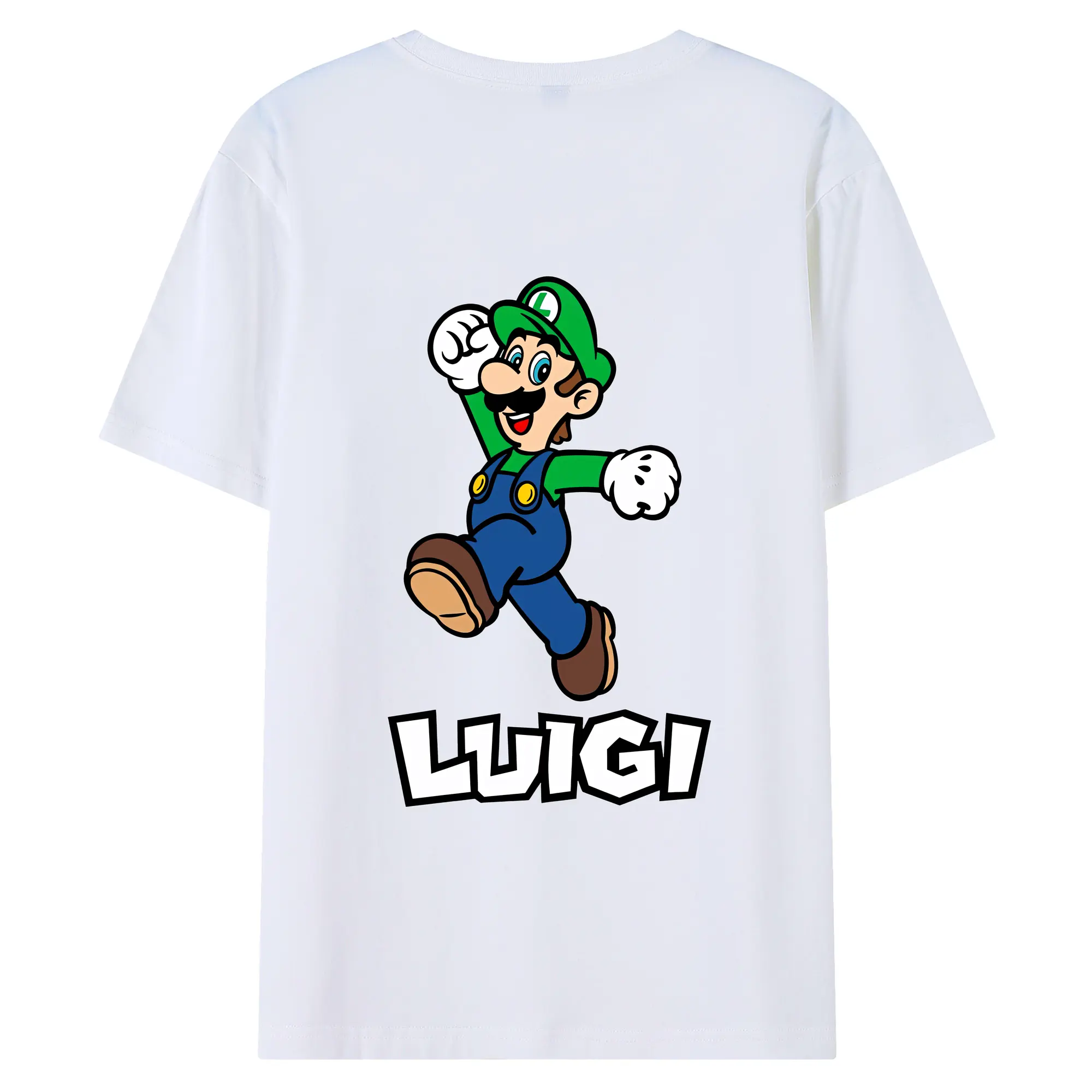 マリオ グッズ ルイージ - 綿100％ 半袖Tシャツ ・ バックプリント ・ 快適 通気性 ・ 日常使い 散歩 スポーツ用