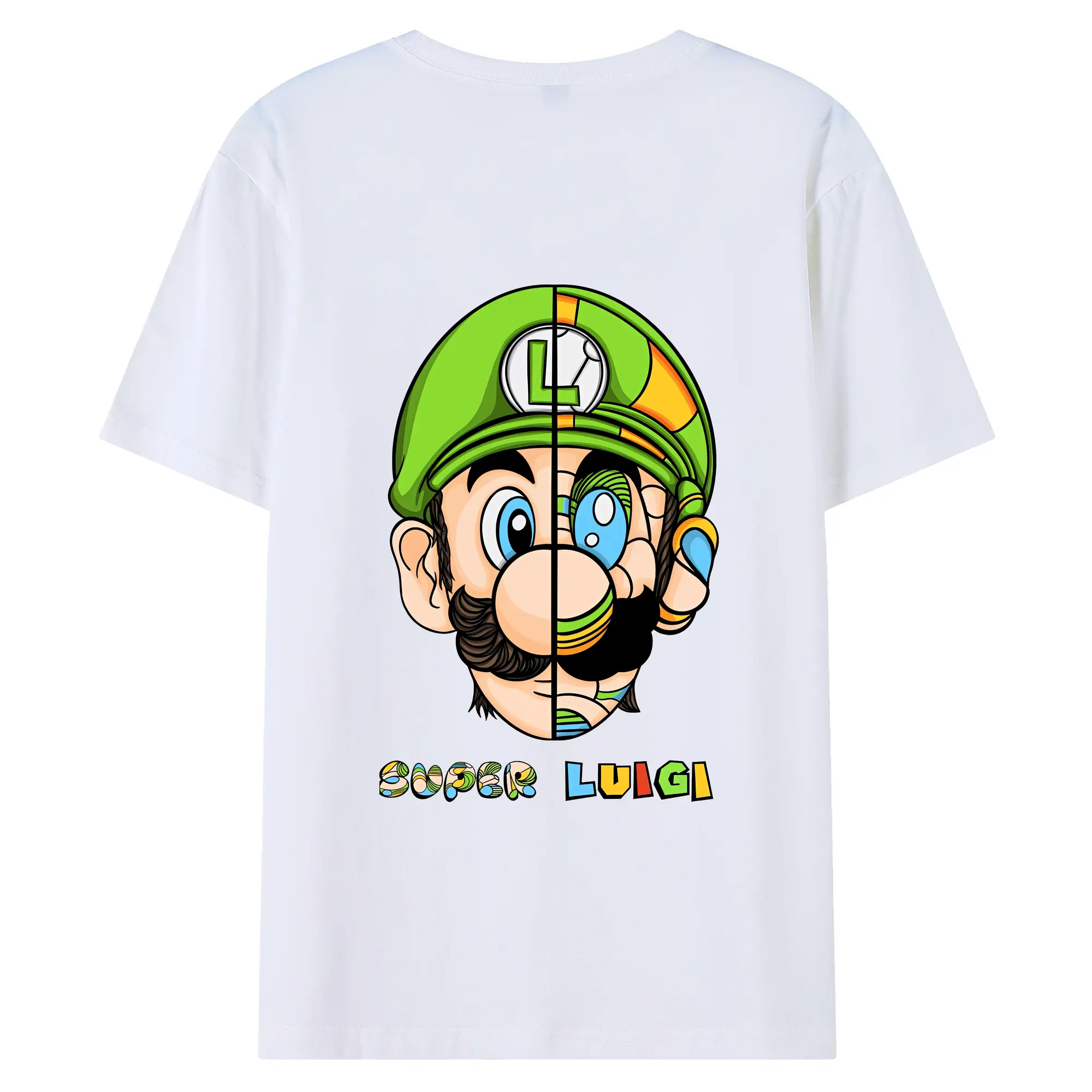 マリオ グッズ ルイージ - 綿100％ 半袖Tシャツ ・ バックプリント ・ 快適 通気性 ・ 日常使い 散歩 スポーツ用