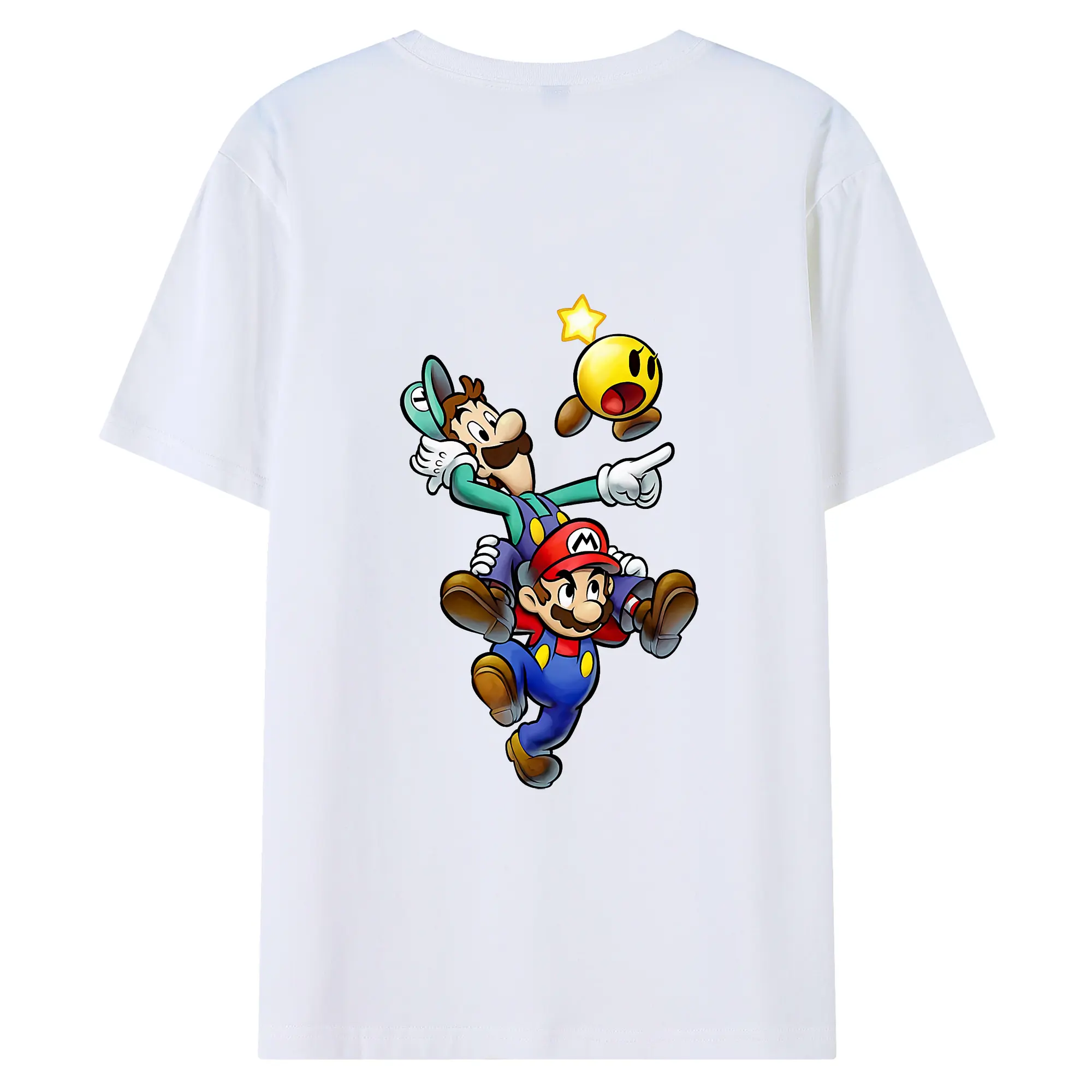 マリオ グッズ ルイージ - 綿100％ 半袖Tシャツ ・ バックプリント ・ 快適 通気性 ・ 日常使い 散歩 スポーツ用