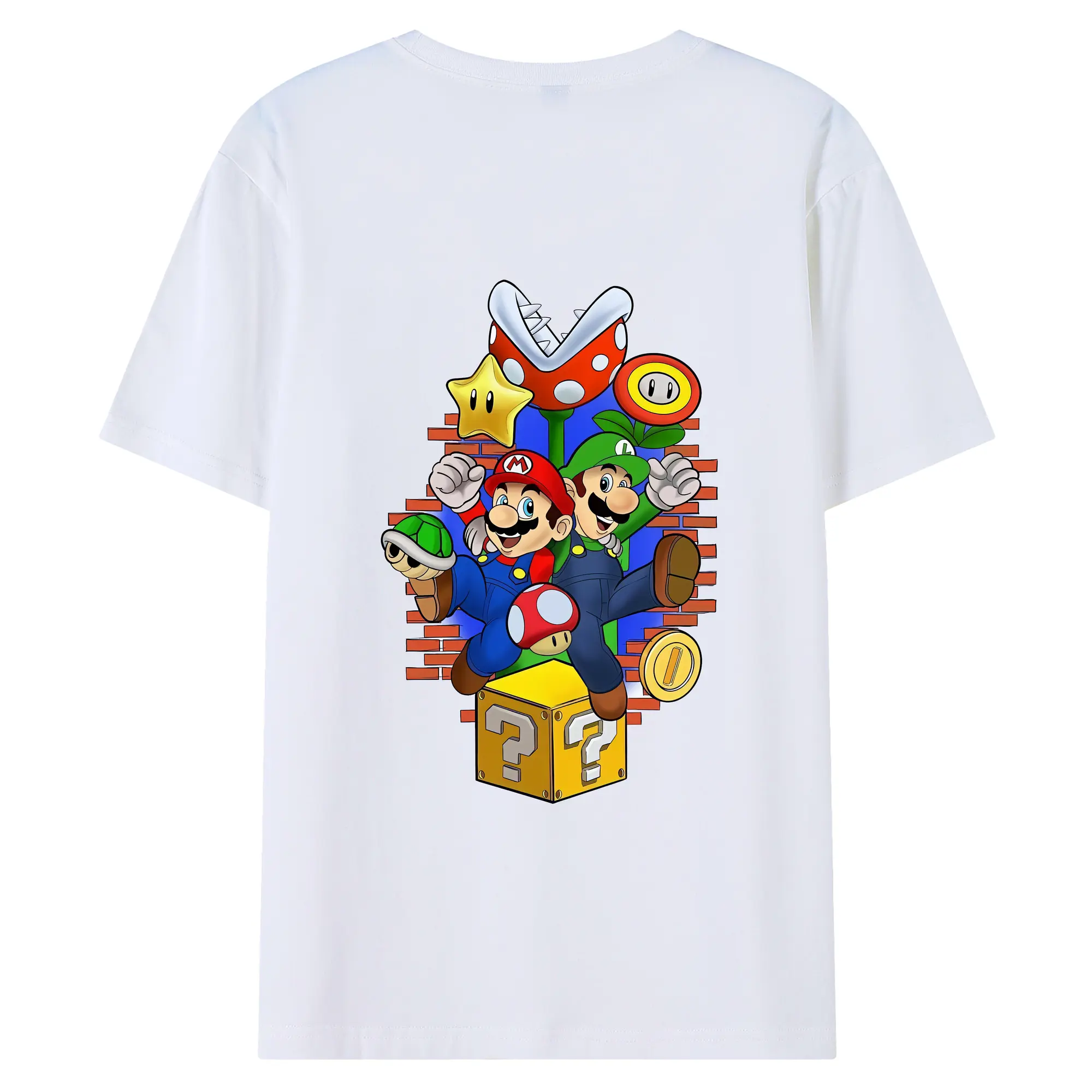 マリオ グッズ ルイージ - 綿100％ 半袖Tシャツ ・ バックプリント ・ 快適 通気性 ・ 日常使い 散歩 スポーツ用